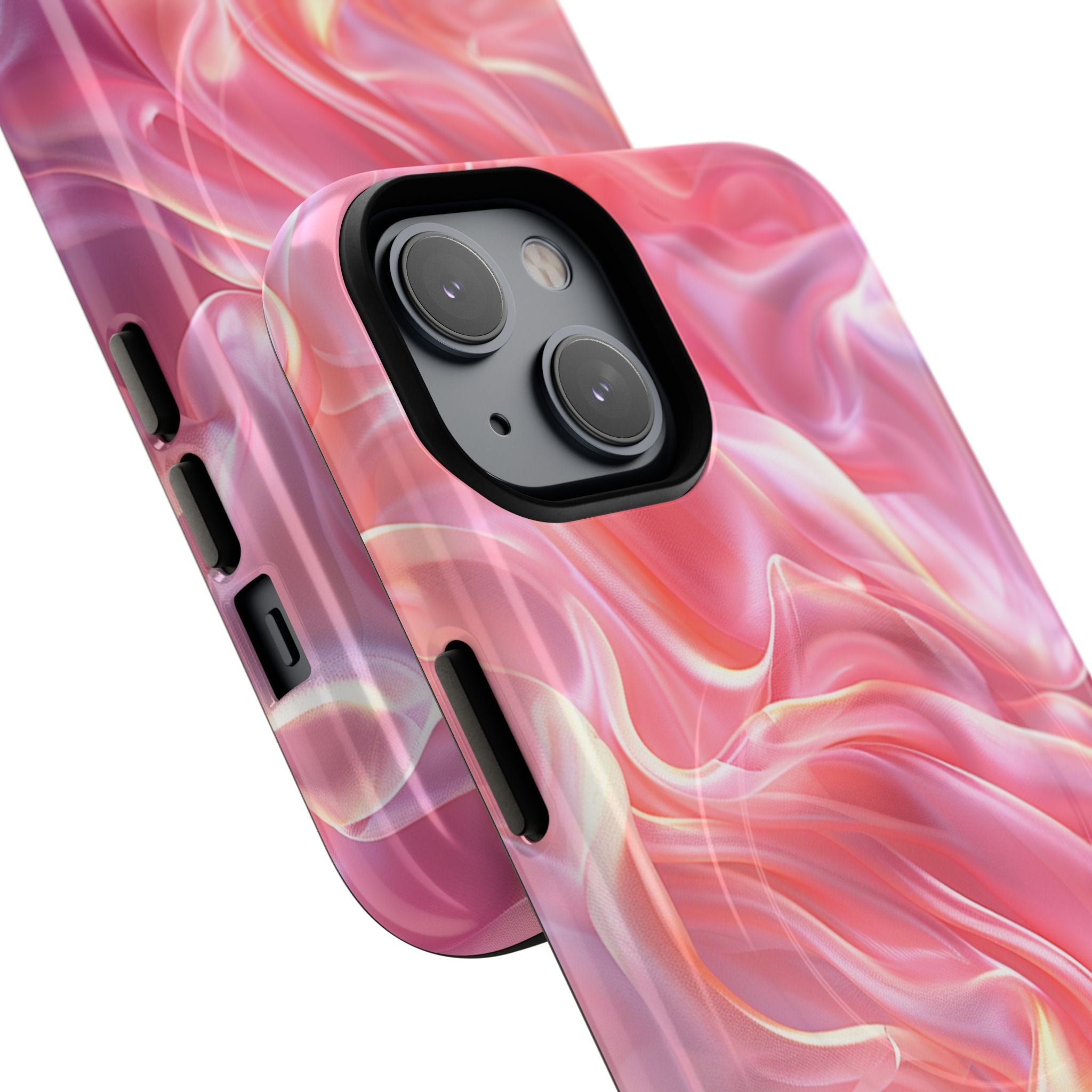 Pink Swirl Tough Magnetic Phone Case — Protective Magnetic iPhone Cover with Iridescent Marble Design