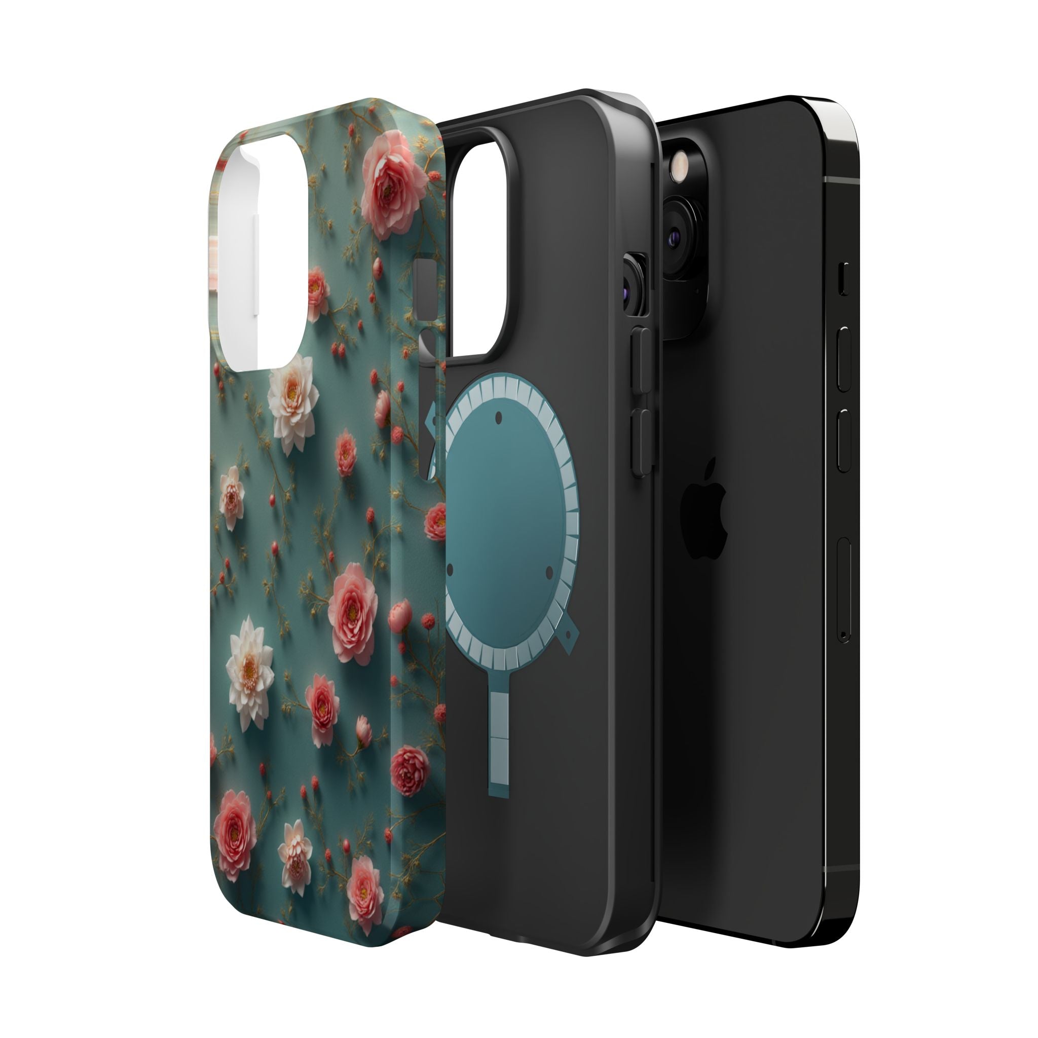 Floral Rose Pattern Magnetic Impact-Resistant Phone Case