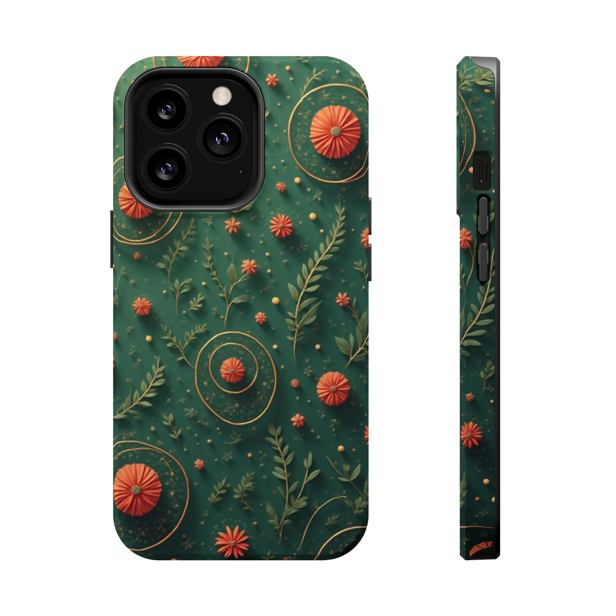 Floral Green Magnetic Impact Phone Case — Protective Botanical Design