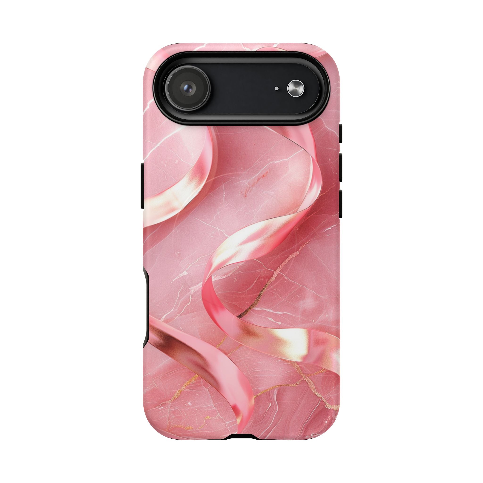Pink Marble Tough Magnetic Phone Case — Abstract Rose Swirl Magnetic iPhone Cover