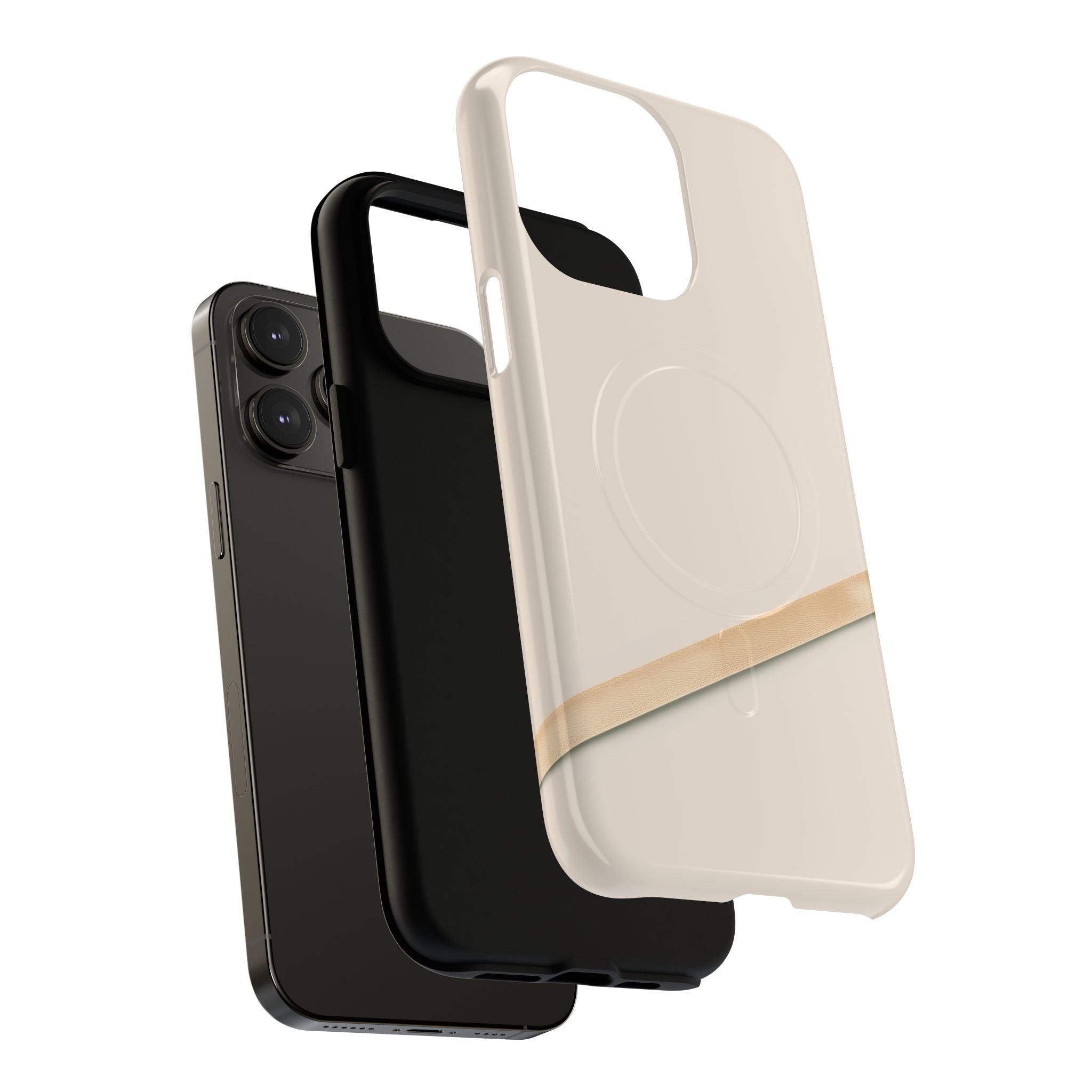 MagSafe Tough Phone Case — Sleek Sandstone with Gold Accent
