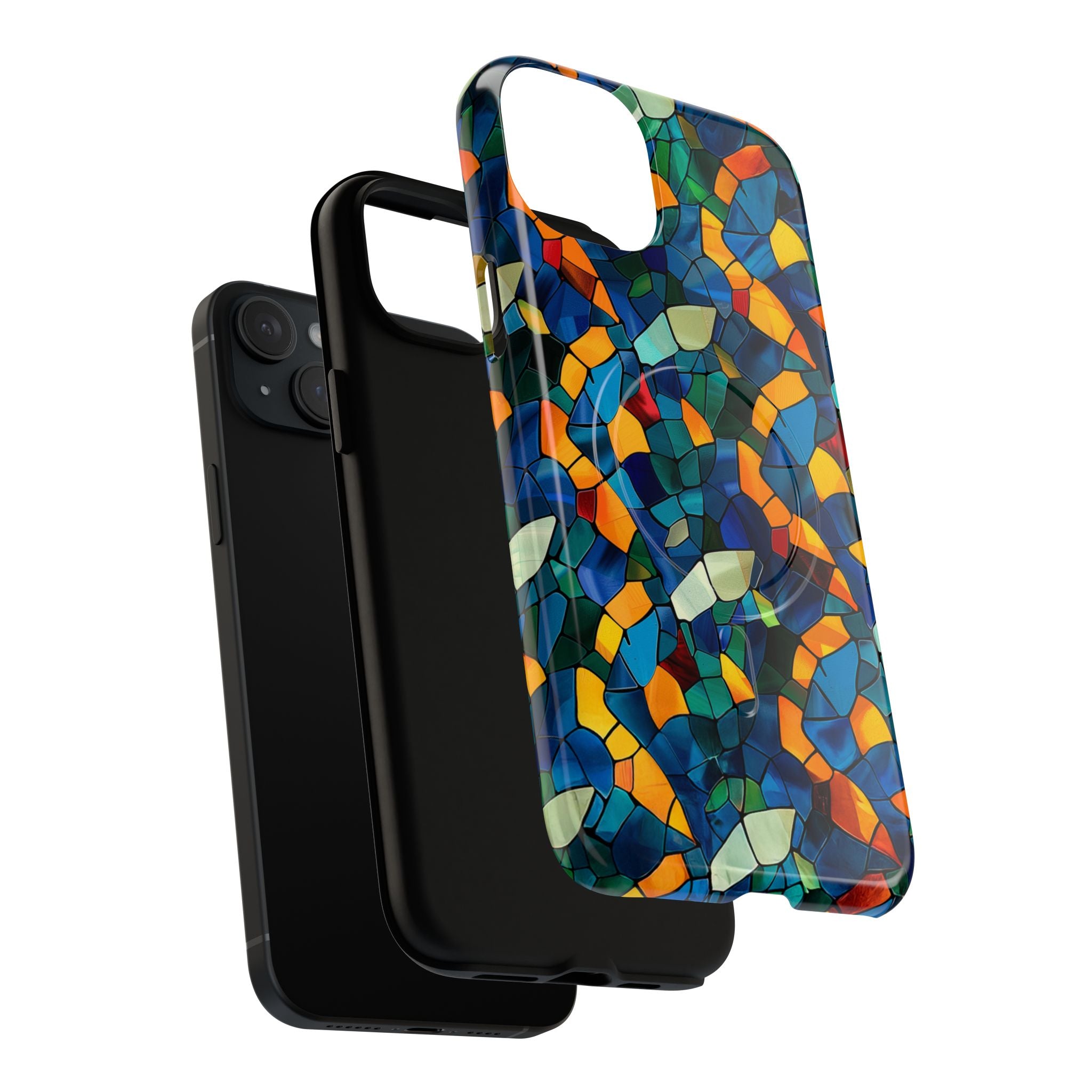 Stained Glass Mosaic Tough Magnetic Phone Case — Vibrant Abstract Protective Cover