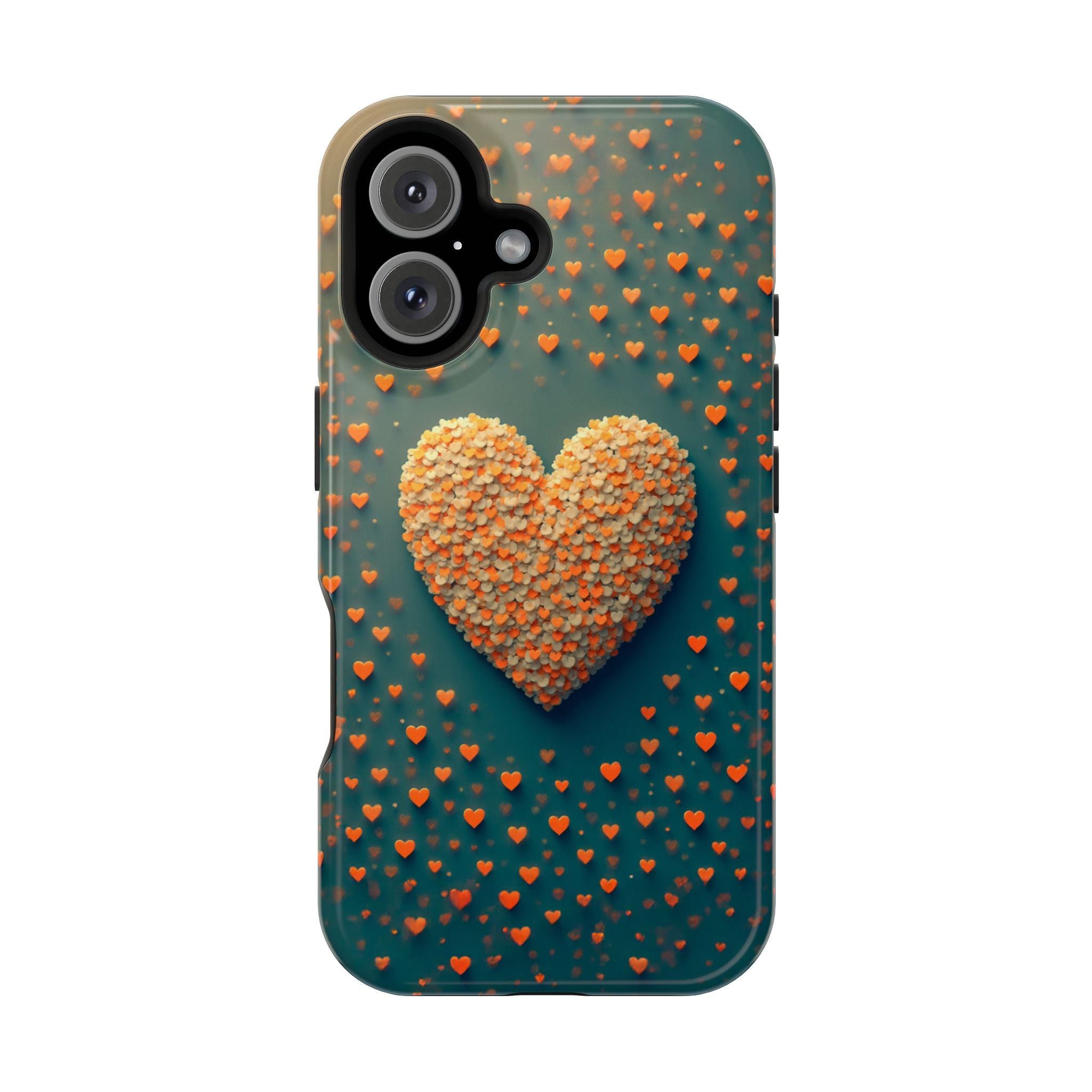 Magnetic Impact-Resistant Phone Case — Textured Heart Confetti Design