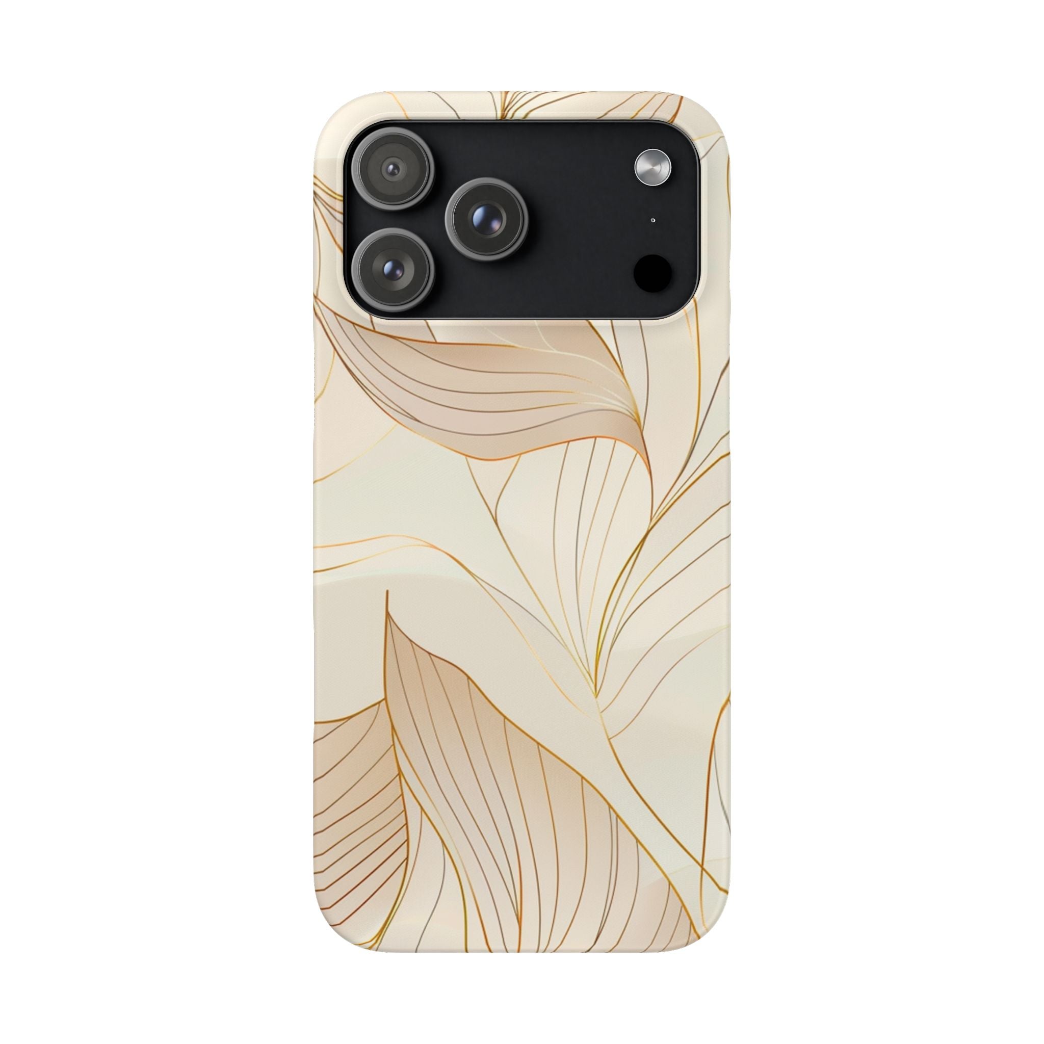 Floral Gold Leaf Phone Case — Elegant Neutral Botanical Snap Case