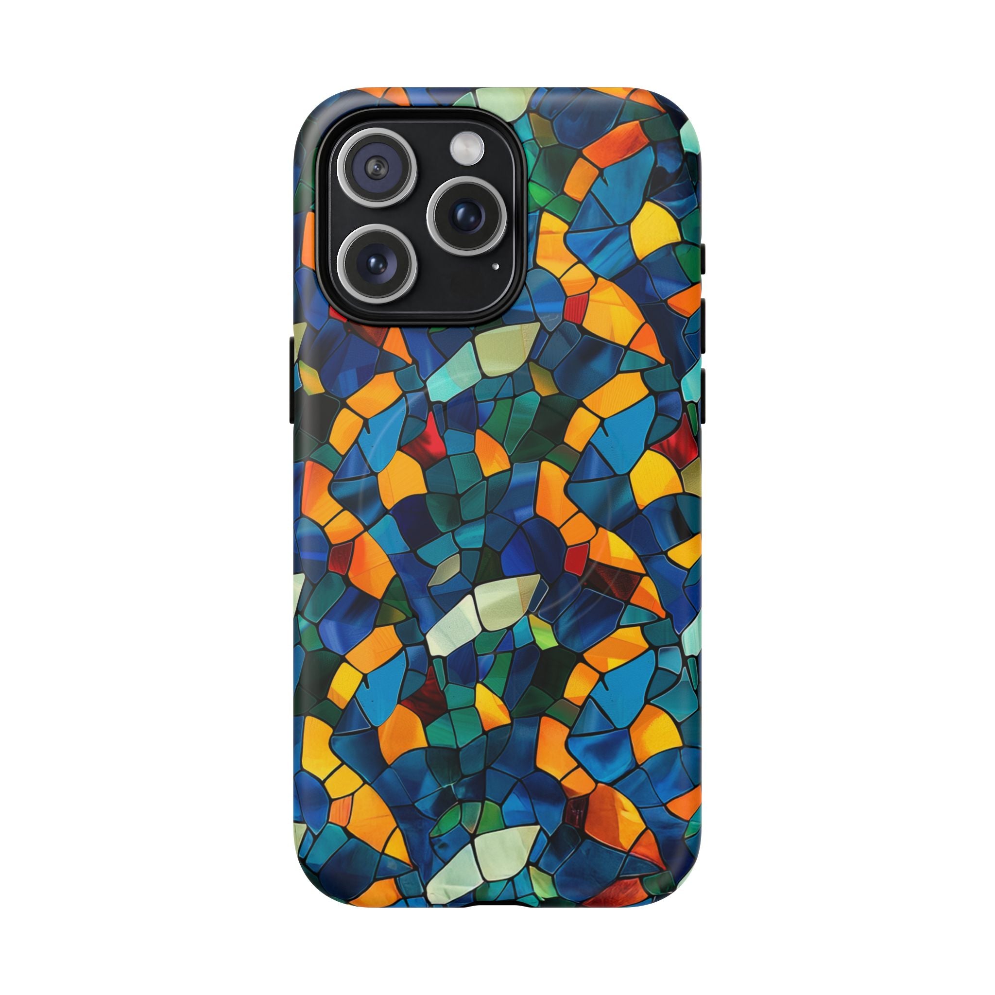 Stained Glass Mosaic Tough Magnetic Phone Case — Vibrant Abstract Protective Cover