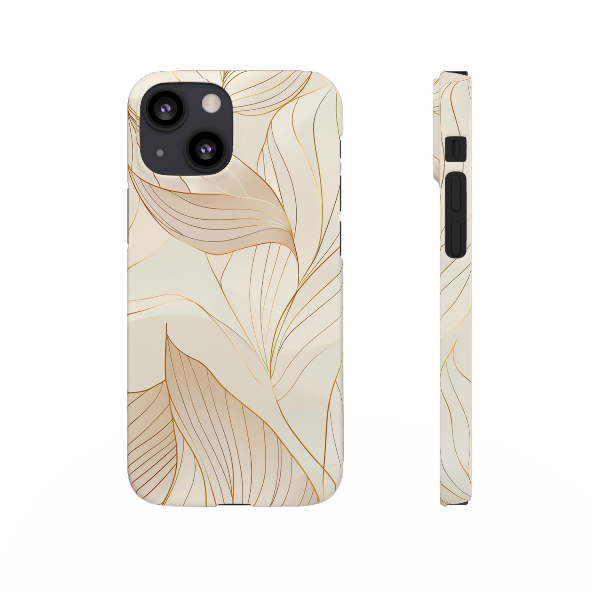 Floral Gold Leaf Phone Case — Elegant Neutral Botanical Snap Case