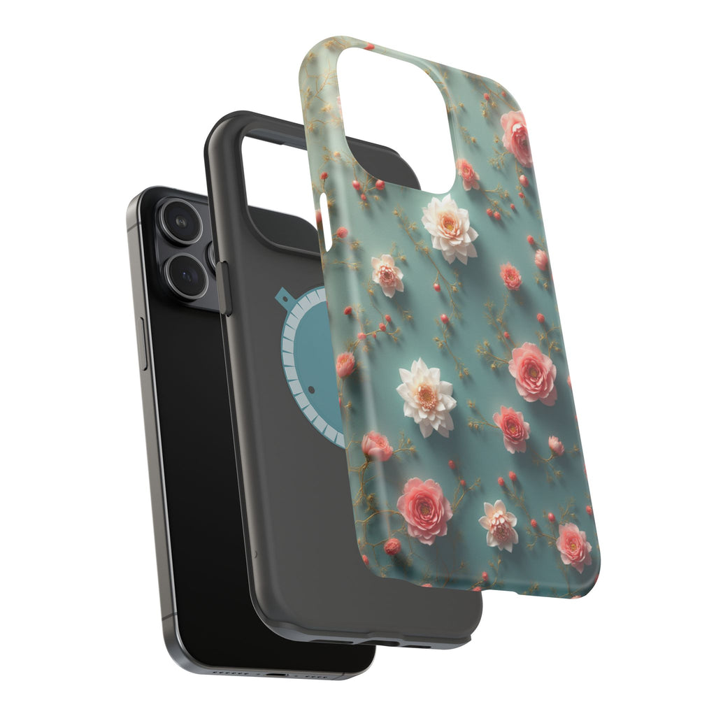 Floral Rose Pattern Magnetic Impact-Resistant Phone Case