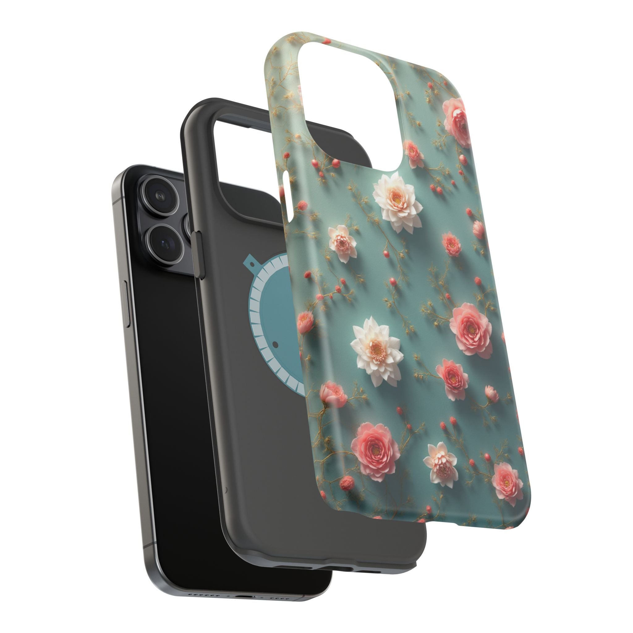 Floral Rose Pattern Magnetic Impact-Resistant Phone Case