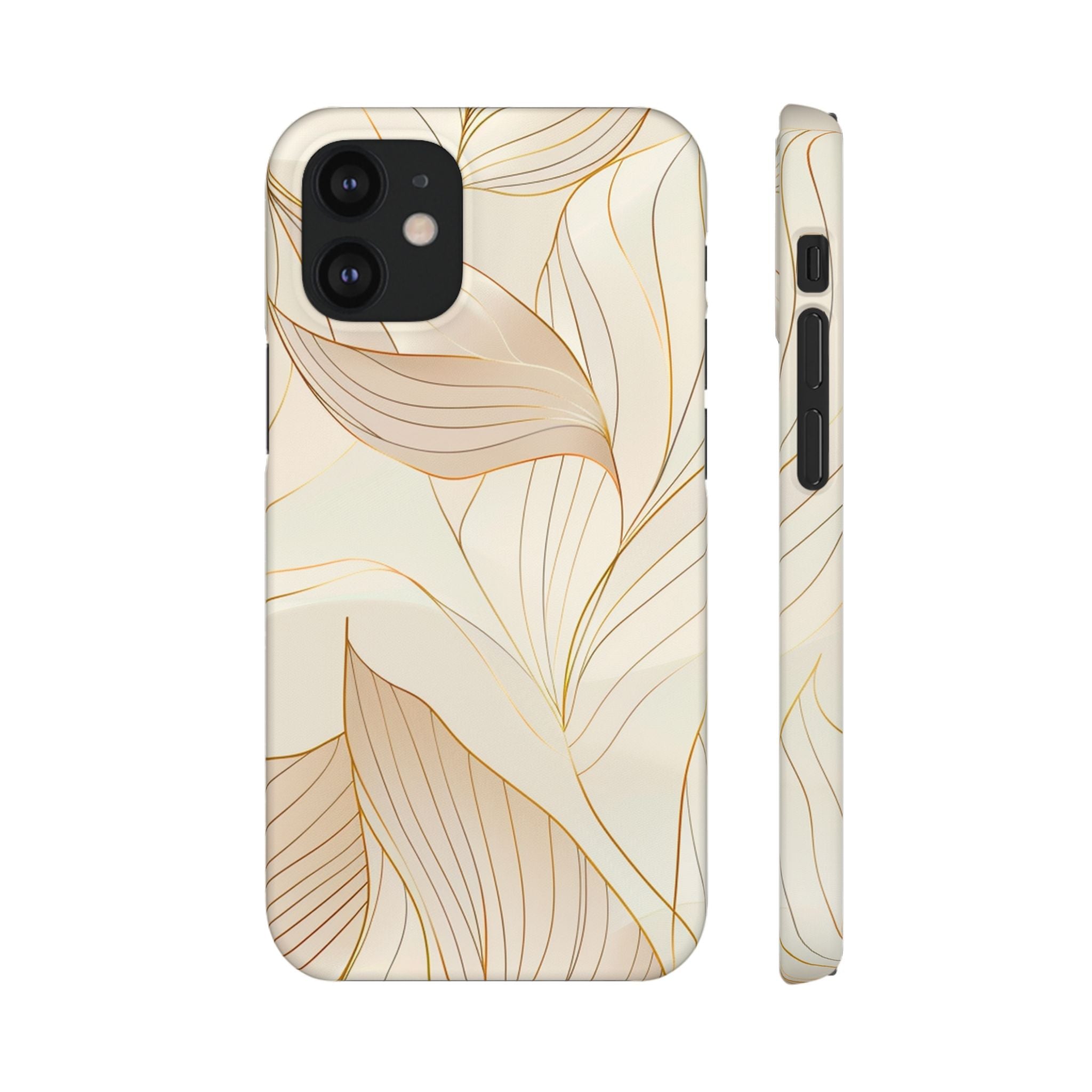 Floral Gold Leaf Phone Case — Elegant Neutral Botanical Snap Case