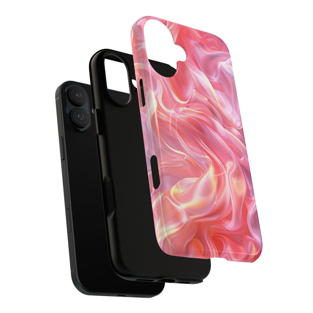 Pink Swirl Tough Magnetic Phone Case — Protective Magnetic iPhone Cover with Iridescent Marble Design