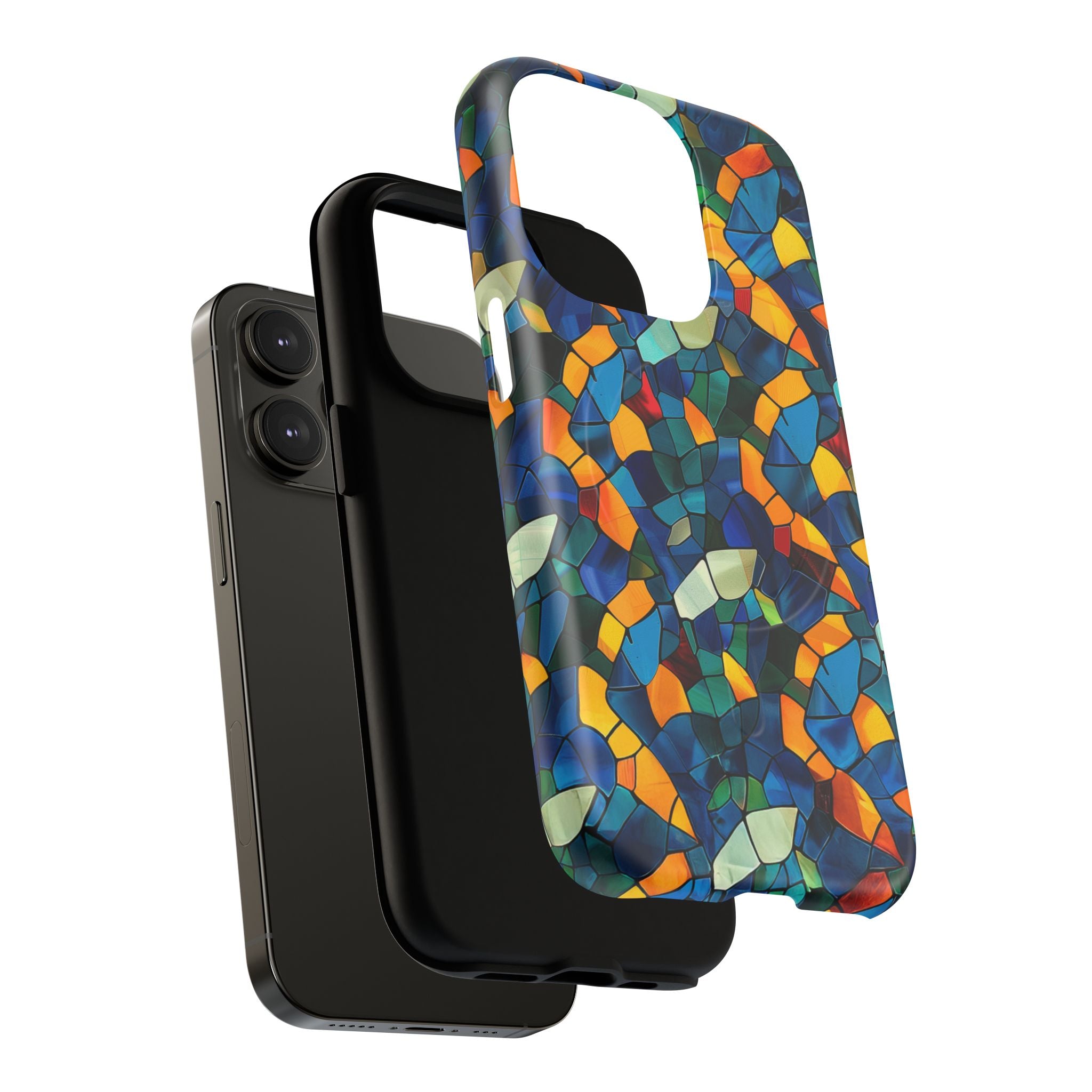 Stained Glass Mosaic Tough Magnetic Phone Case — Vibrant Abstract Protective Cover