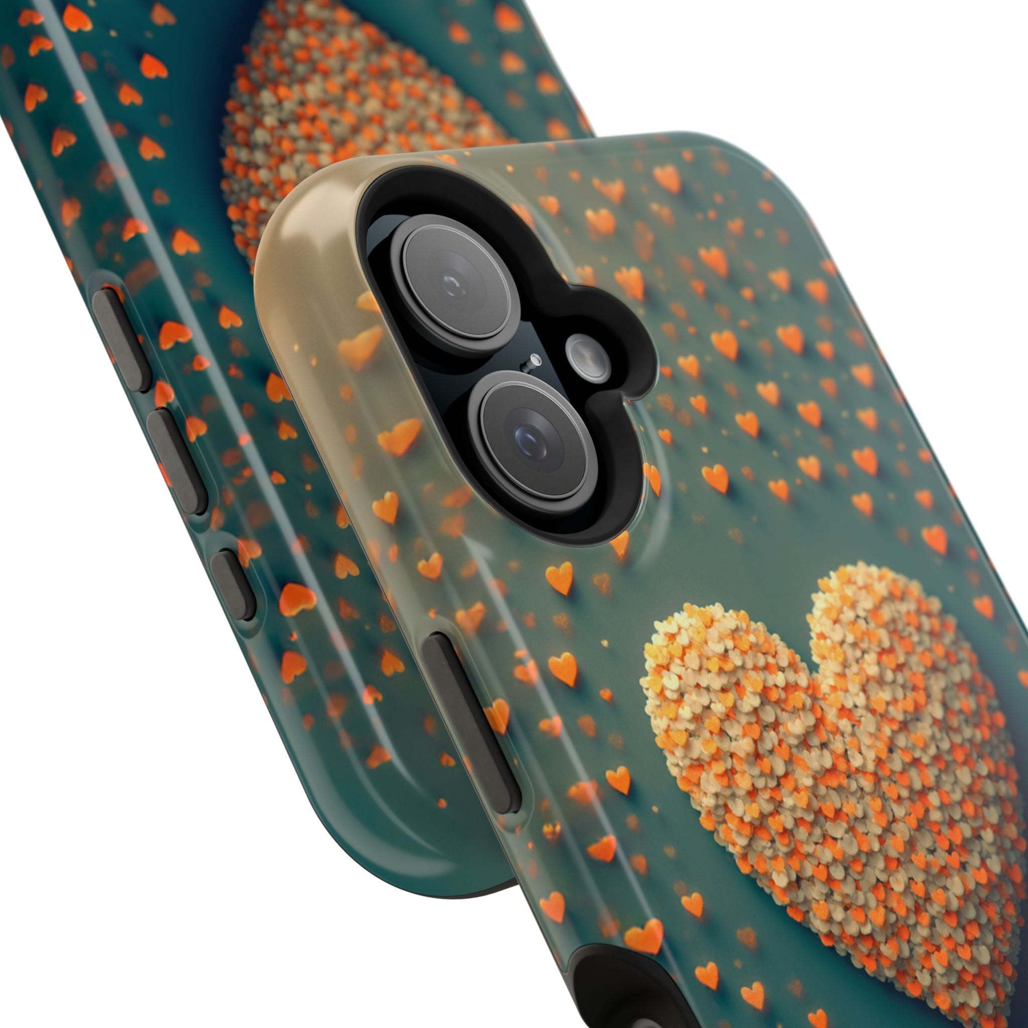 Magnetic Impact-Resistant Phone Case — Textured Heart Confetti Design