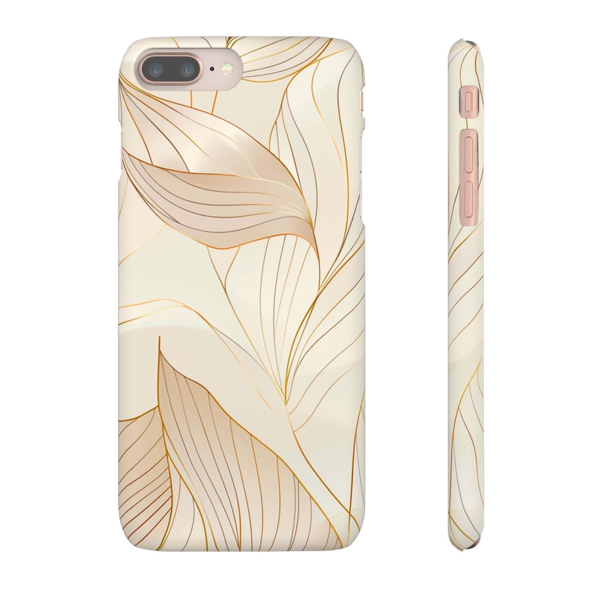 Floral Gold Leaf Phone Case — Elegant Neutral Botanical Snap Case