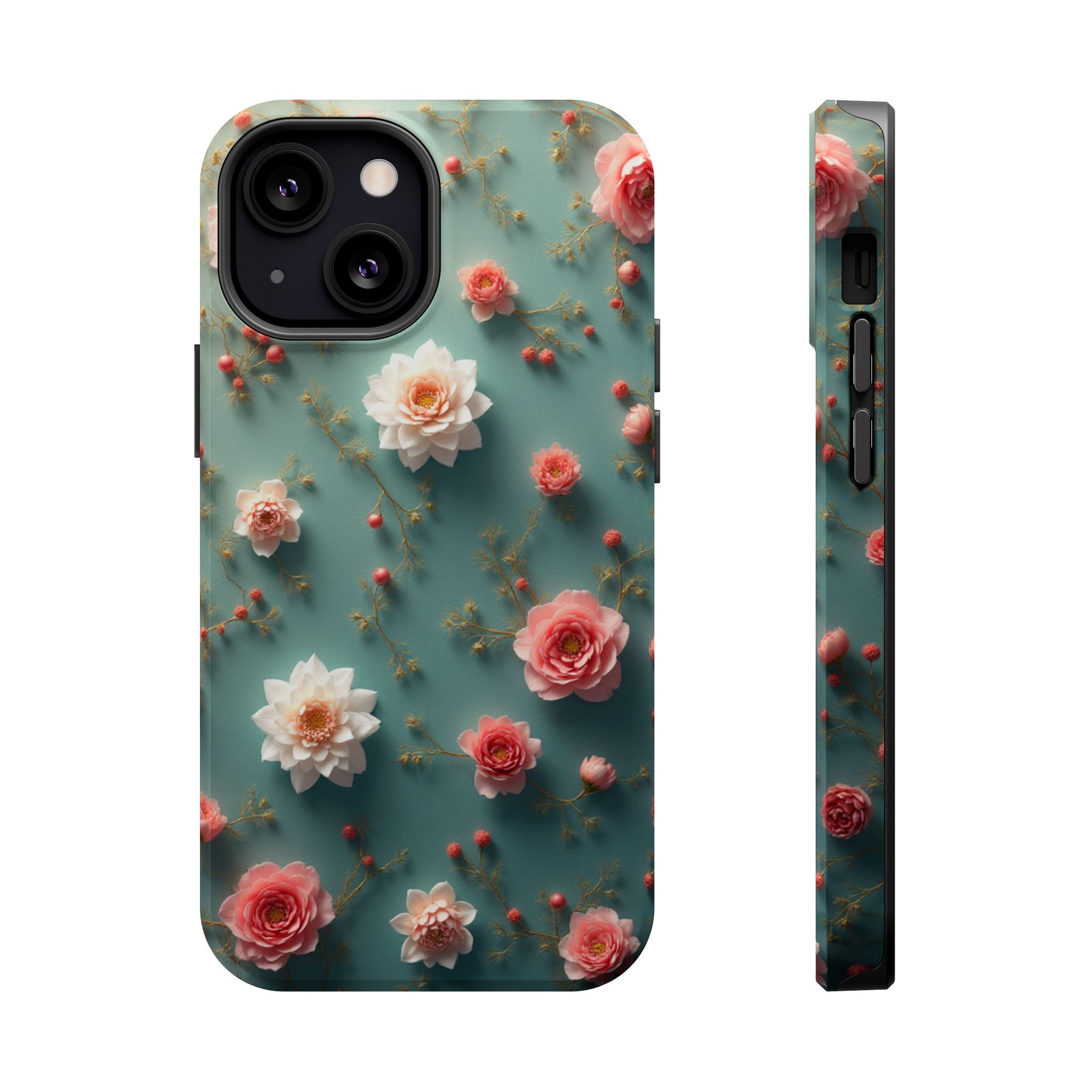 Floral Rose Pattern Magnetic Impact-Resistant Phone Case