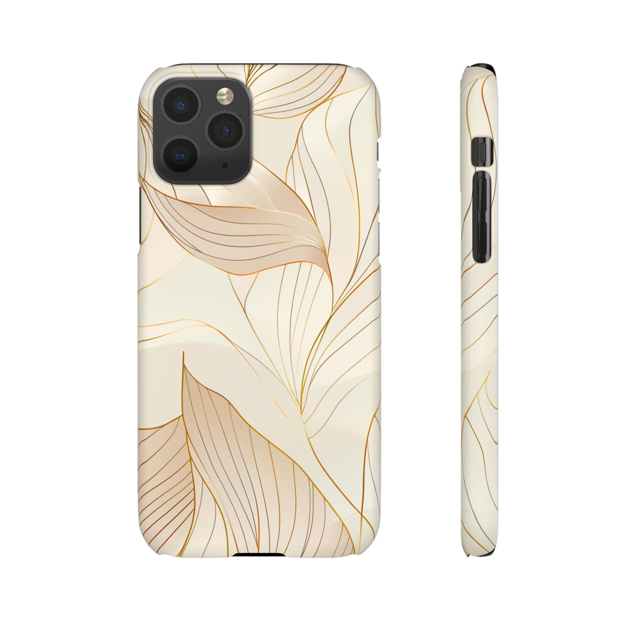 Floral Gold Leaf Phone Case — Elegant Neutral Botanical Snap Case