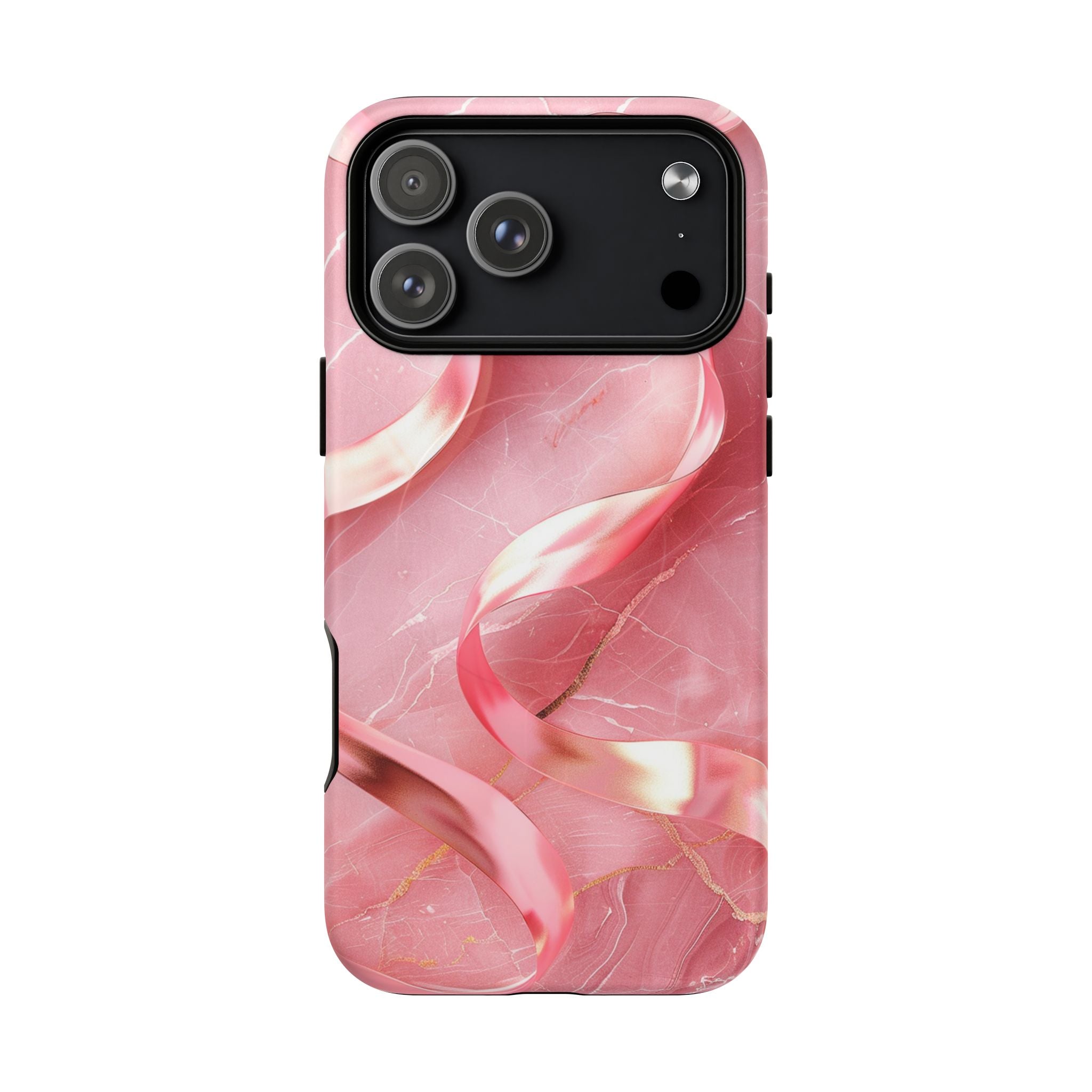 Pink Marble Tough Magnetic Phone Case — Abstract Rose Swirl Magnetic iPhone Cover