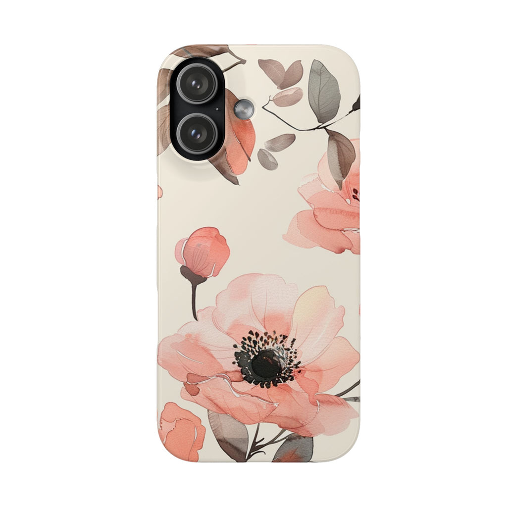 Floral Snap Phone Case — Blush Watercolor Poppies