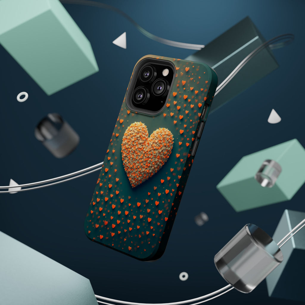 Magnetic Impact-Resistant Phone Case — Textured Heart Confetti Design