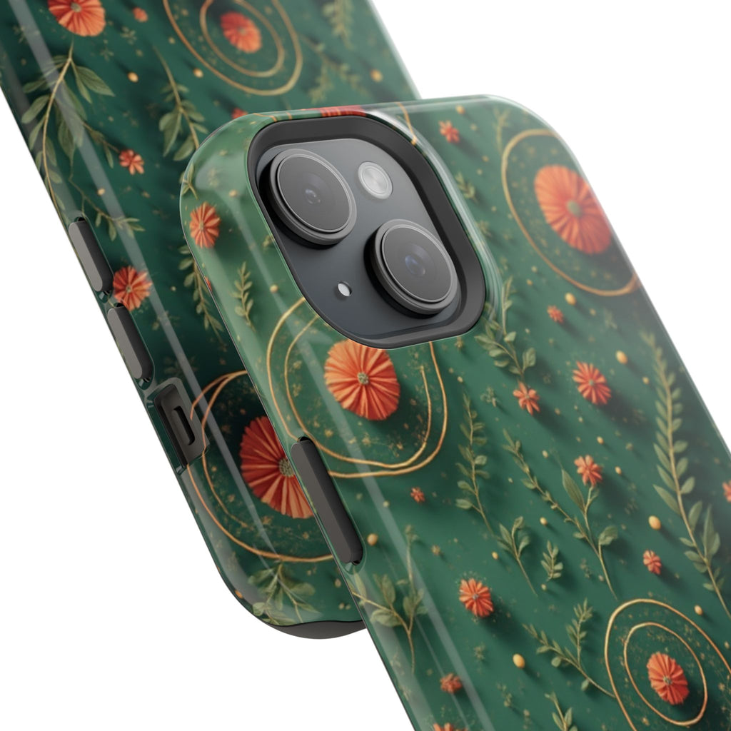 Floral Green Magnetic Impact Phone Case — Protective Botanical Design
