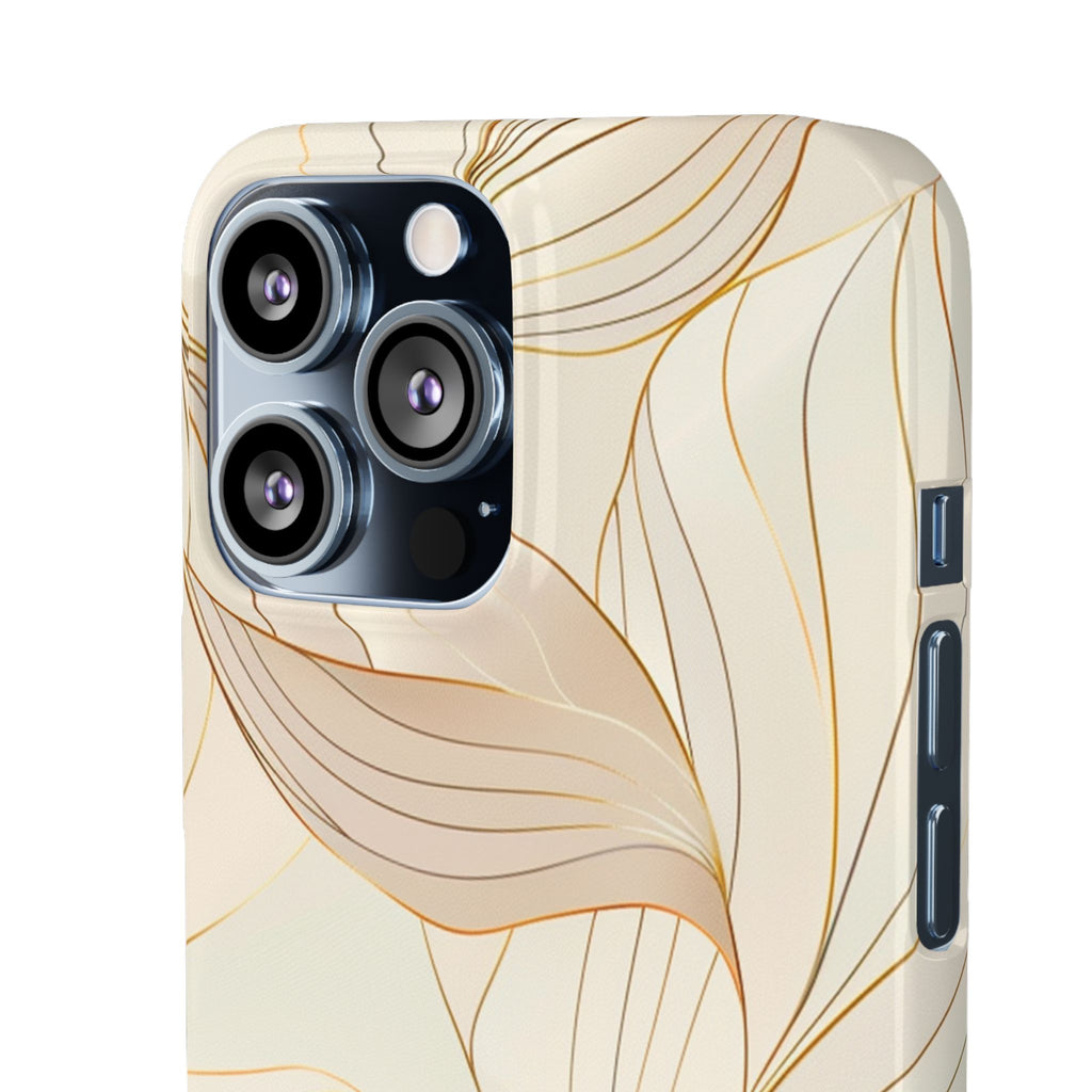 Floral Gold Leaf Phone Case — Elegant Neutral Botanical Snap Case