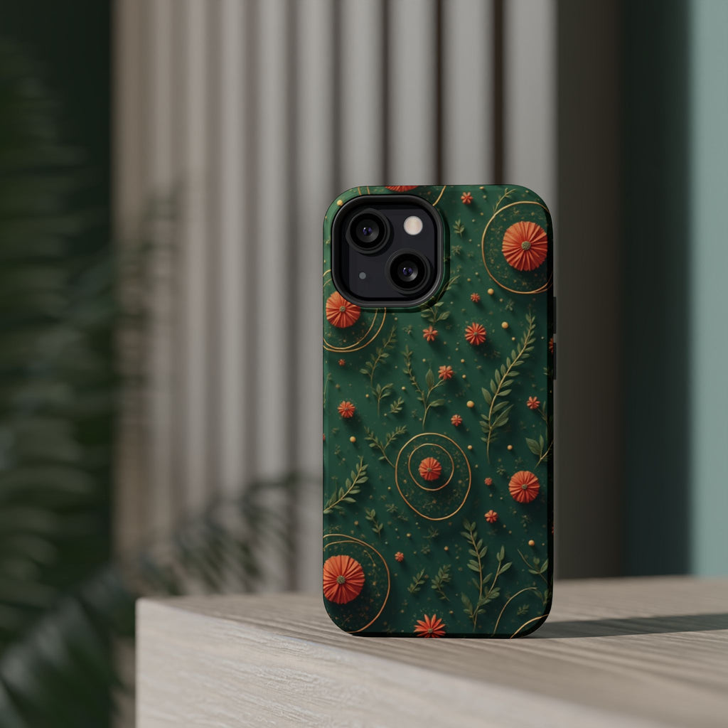 Floral Green Magnetic Impact Phone Case — Protective Botanical Design