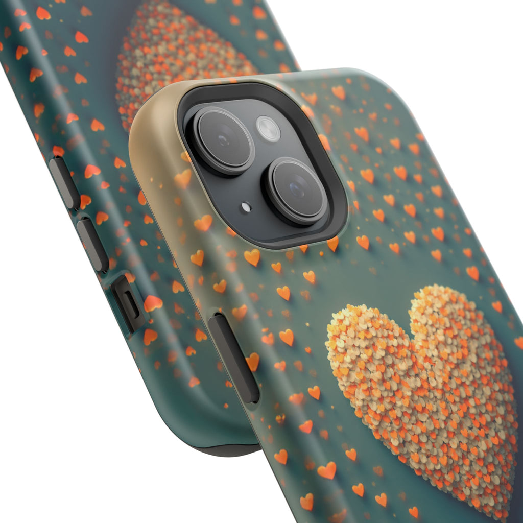 Magnetic Impact-Resistant Phone Case — Textured Heart Confetti Design