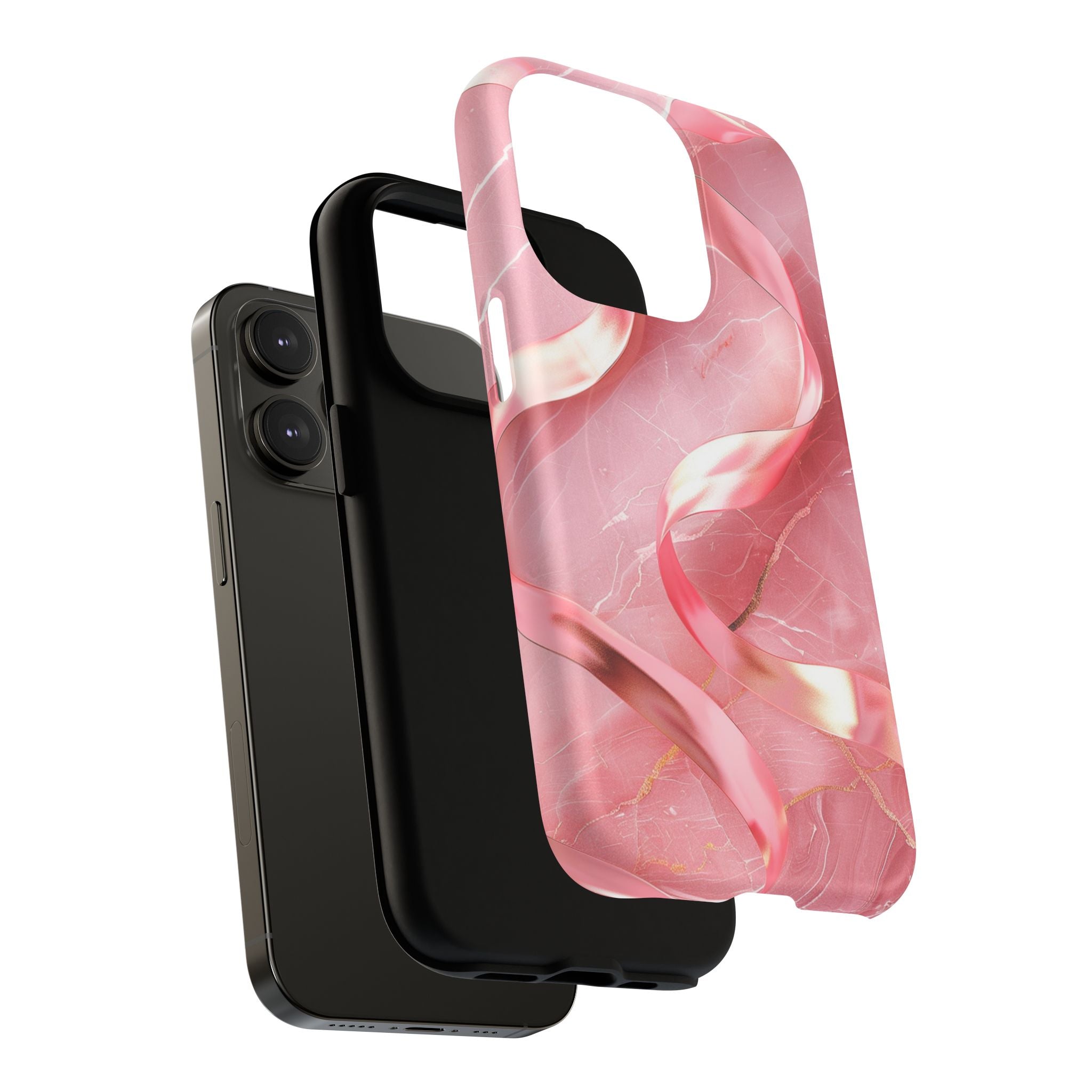 Pink Marble Tough Magnetic Phone Case — Abstract Rose Swirl Magnetic iPhone Cover