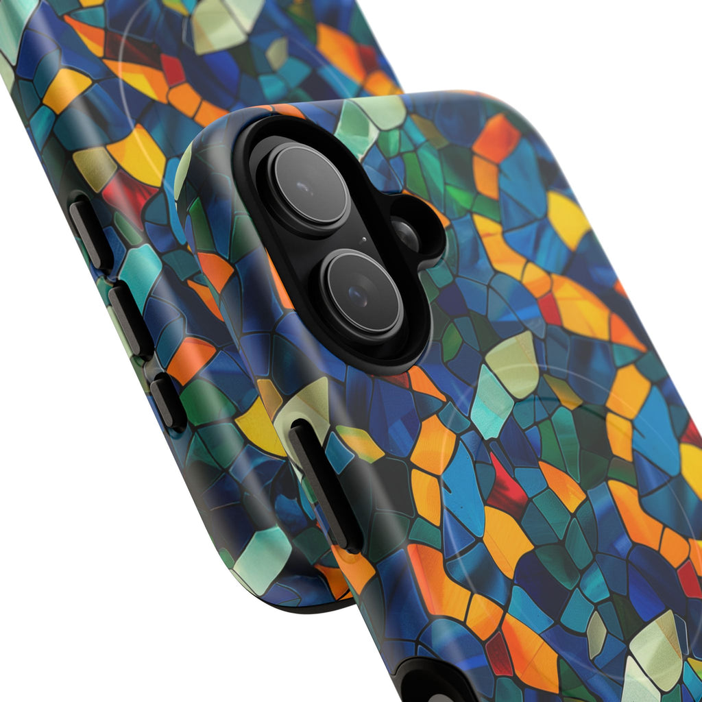 Stained Glass Mosaic Tough Magnetic Phone Case — Vibrant Abstract Protective Cover