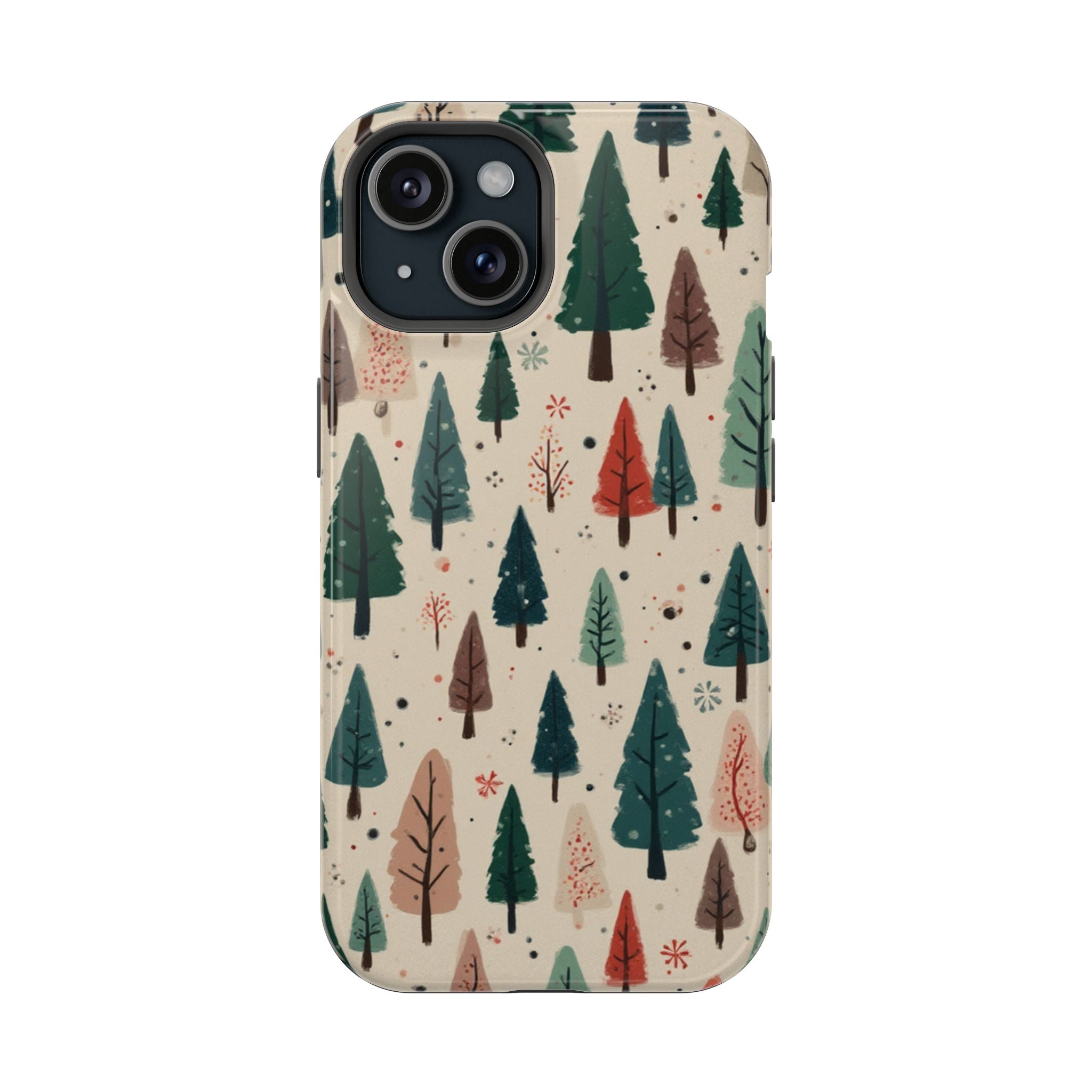 Forest Pattern Magnetic Impact-Resistant Phone Case — Winter Tree Design