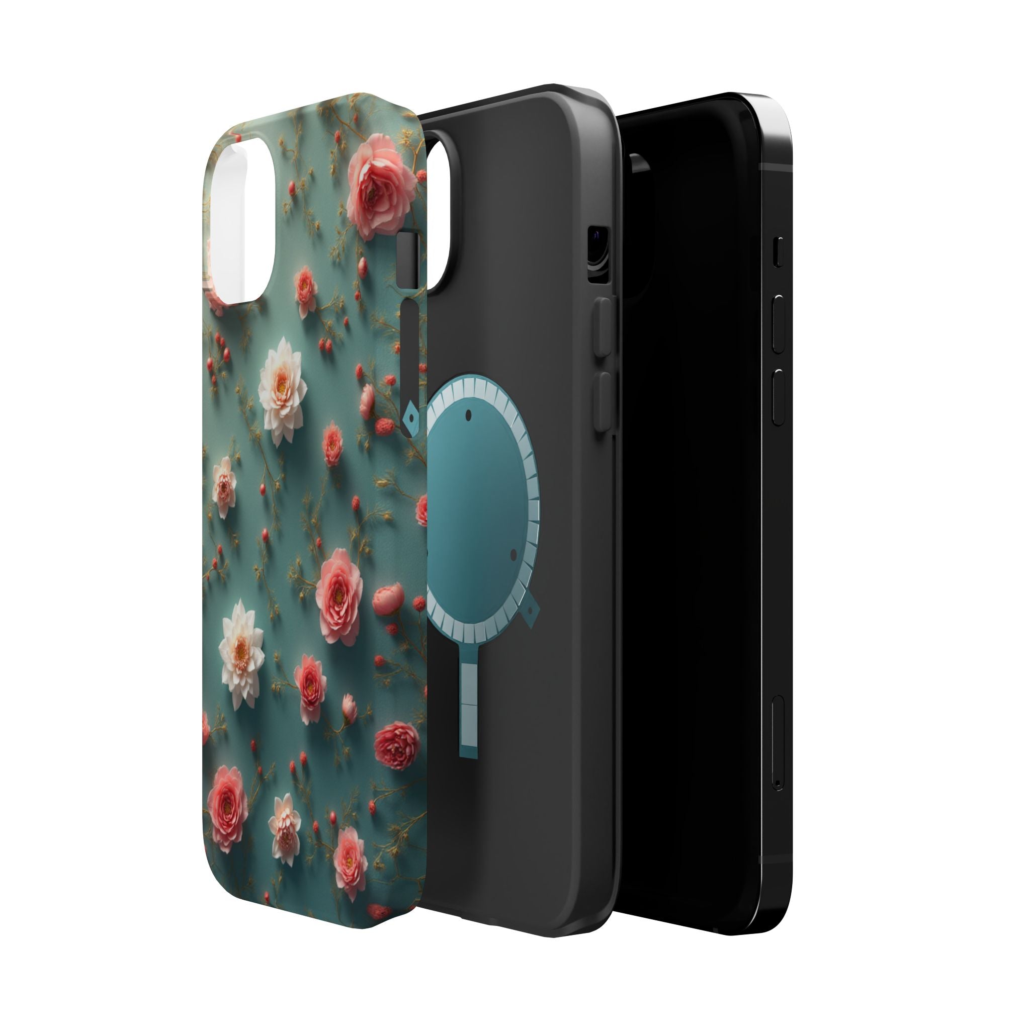 Floral Rose Pattern Magnetic Impact-Resistant Phone Case