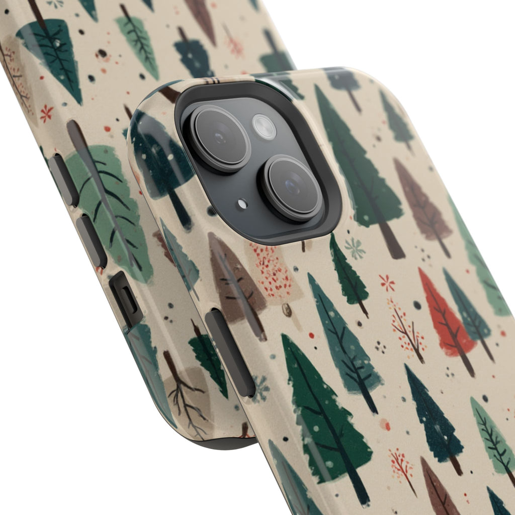 Forest Pattern Magnetic Impact-Resistant Phone Case — Winter Tree Design