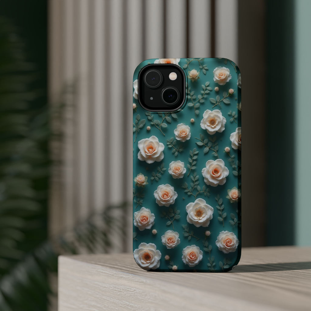 Floral Rose Pattern Magnetic Impact-Resistant Phone Case