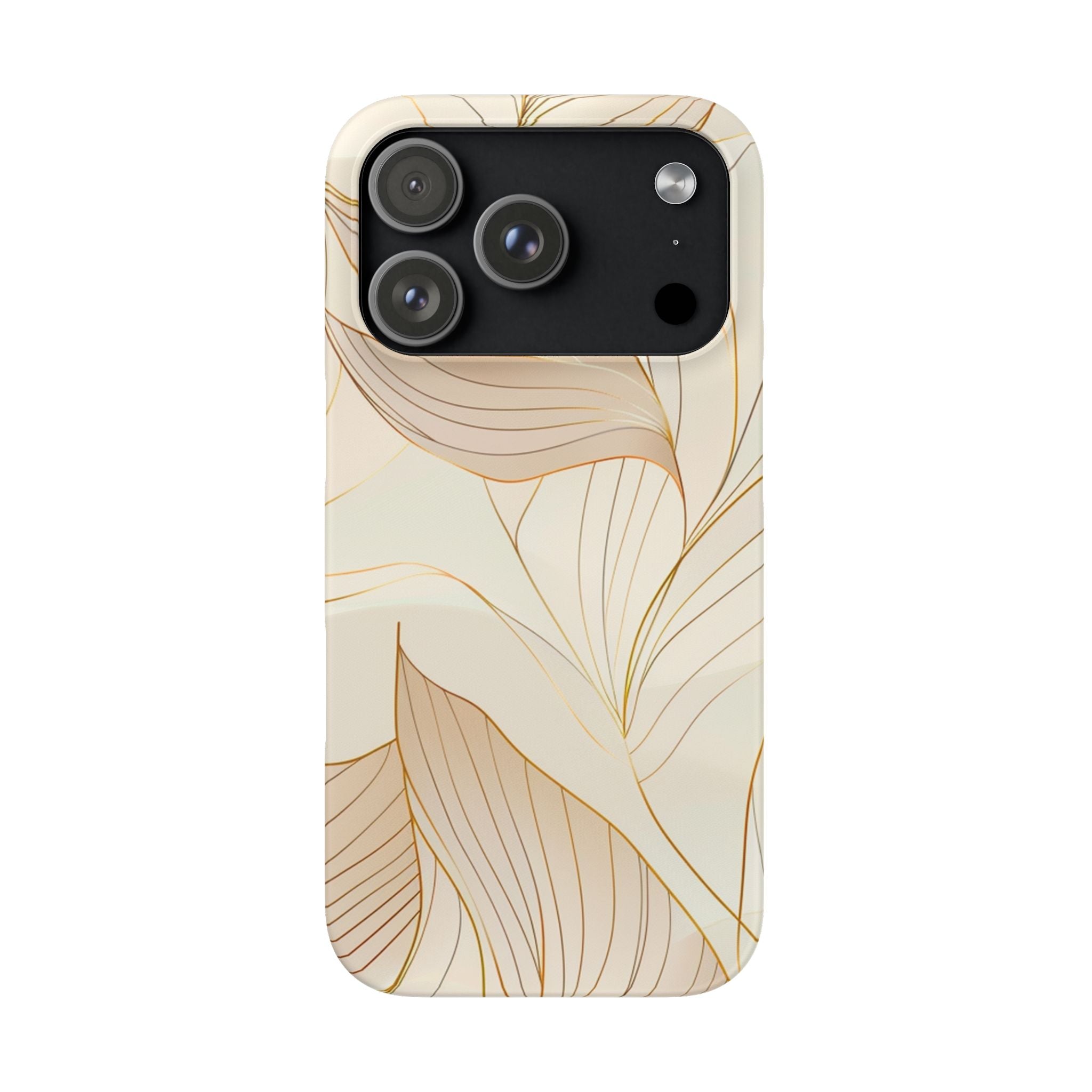 Floral Gold Leaf Phone Case — Elegant Neutral Botanical Snap Case