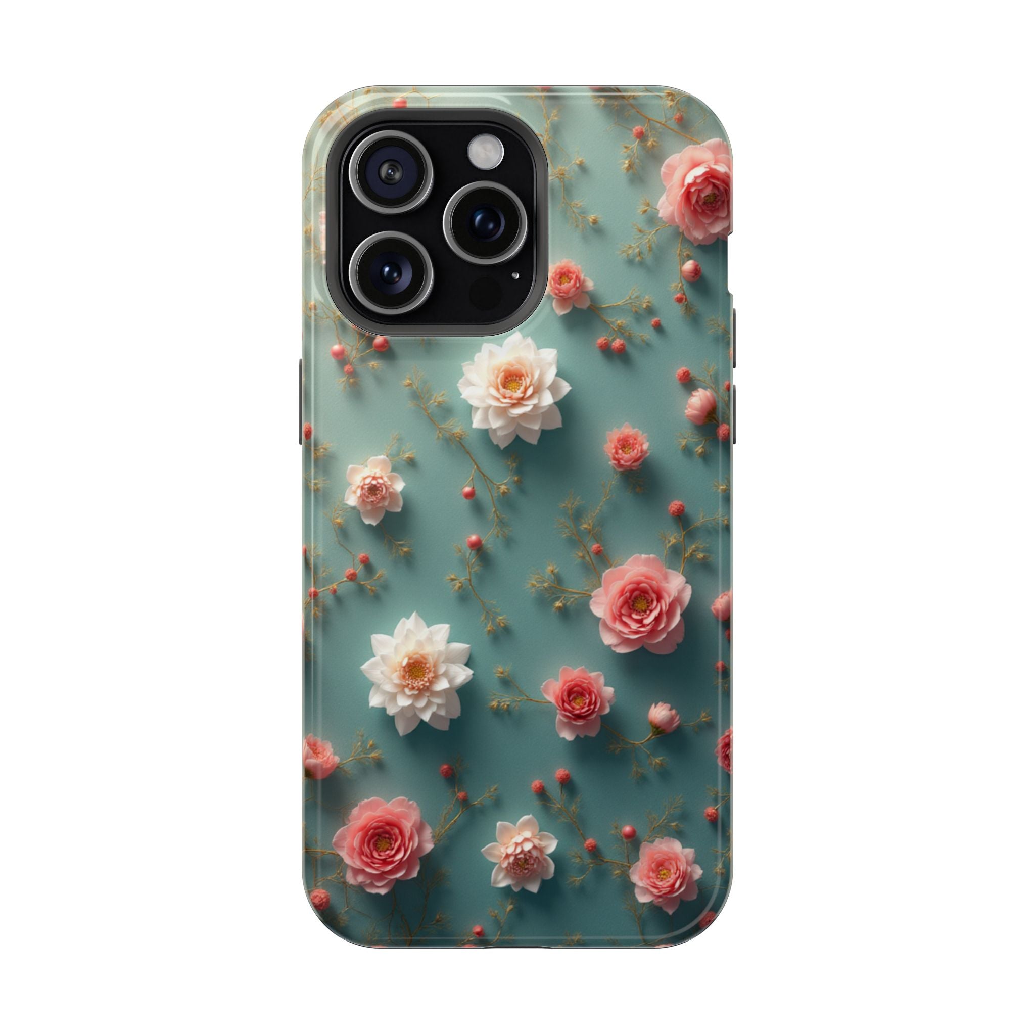 Floral Rose Pattern Magnetic Impact-Resistant Phone Case