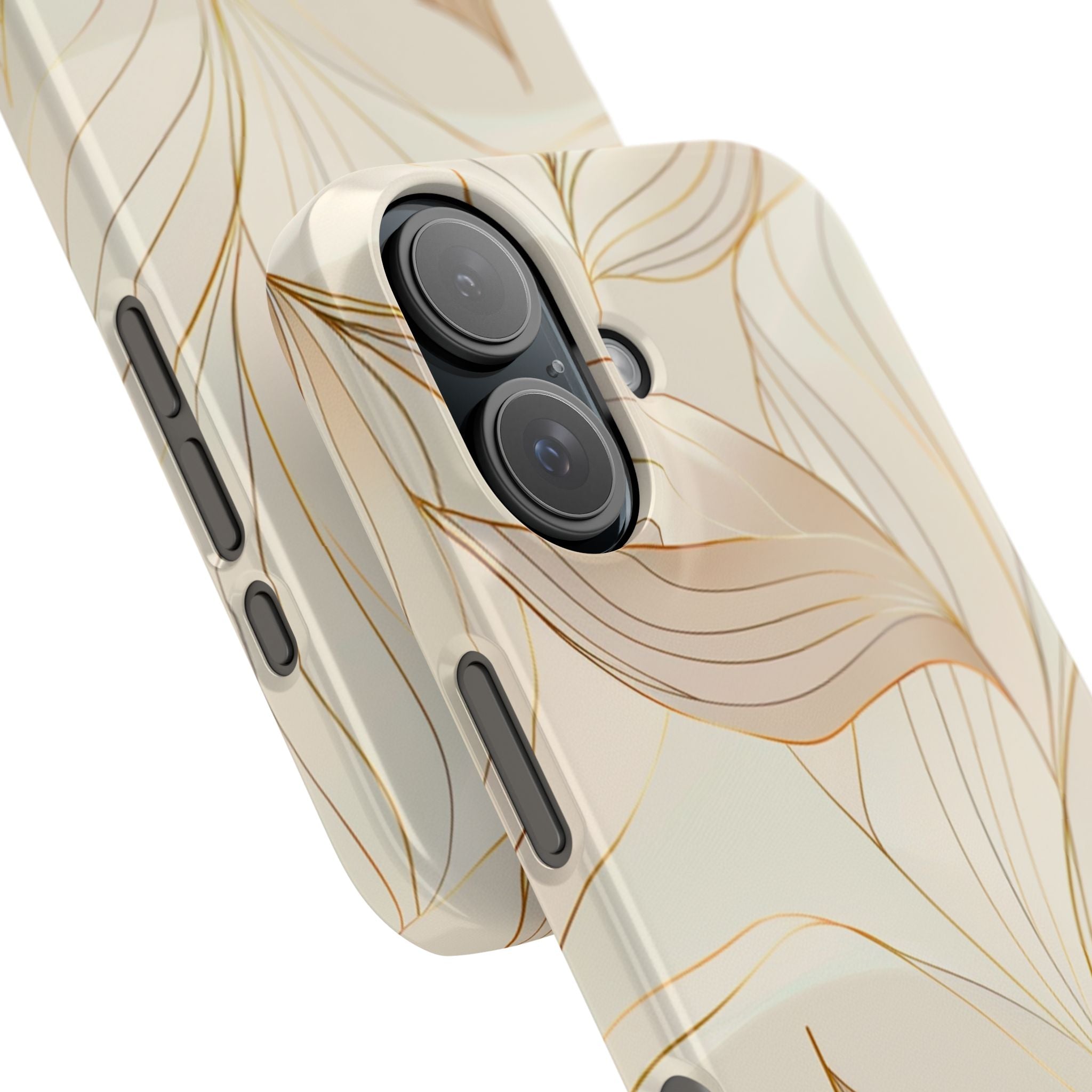 Floral Gold Leaf Phone Case — Elegant Neutral Botanical Snap Case