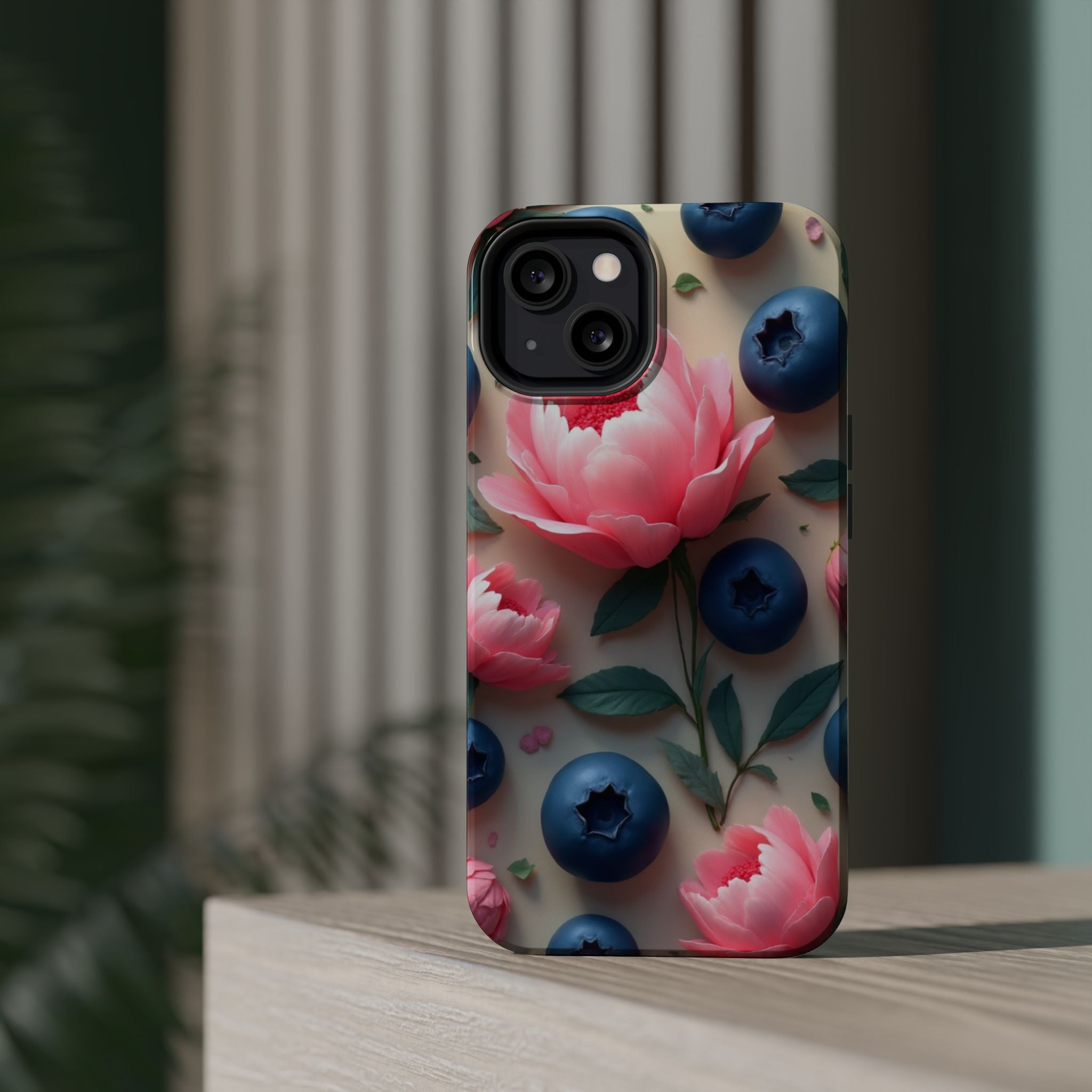 Floral Blueberry Phone Case — Magnetic Impact-Resistant