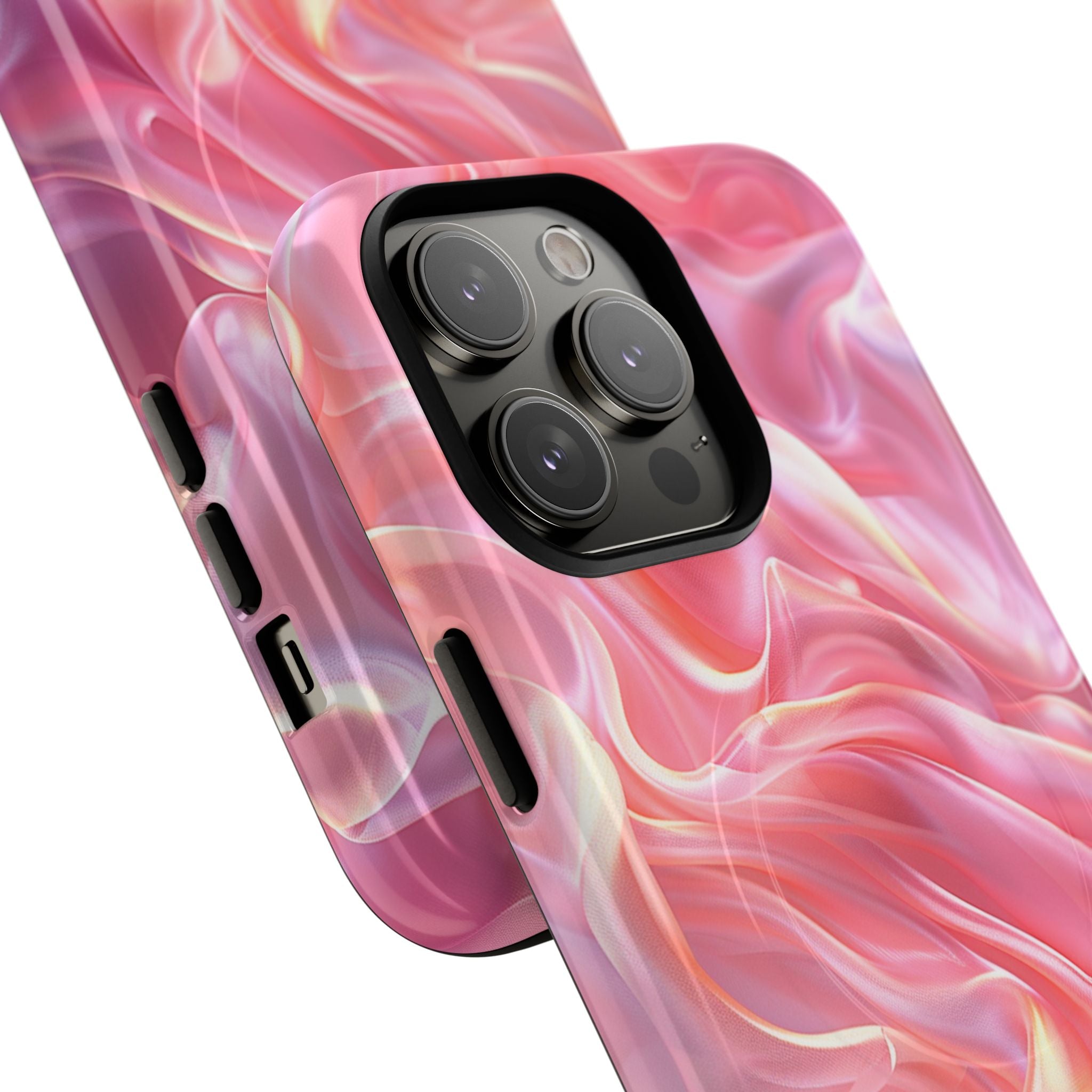 Pink Swirl Tough Magnetic Phone Case — Protective Magnetic iPhone Cover with Iridescent Marble Design