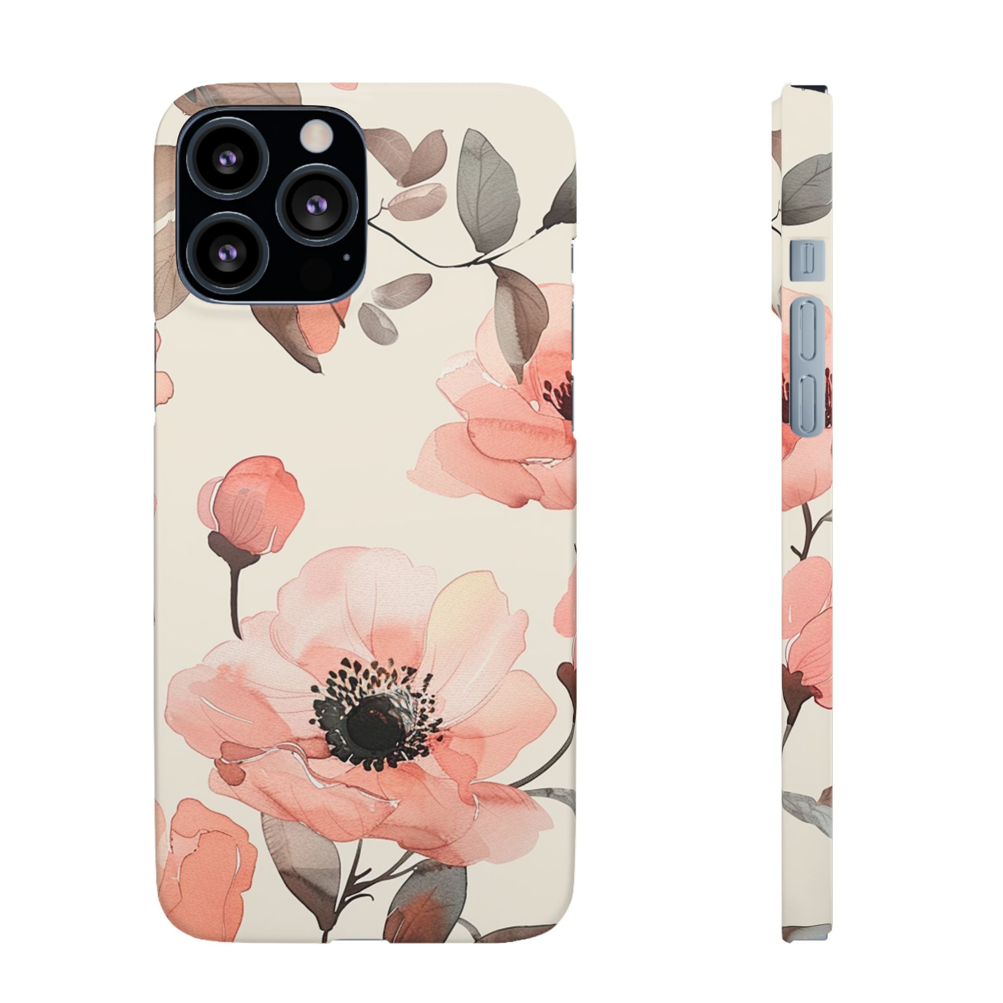Floral Snap Phone Case — Blush Watercolor Poppies