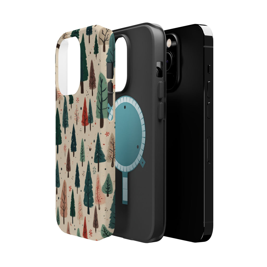 Forest Pattern Magnetic Impact-Resistant Phone Case — Winter Tree Design