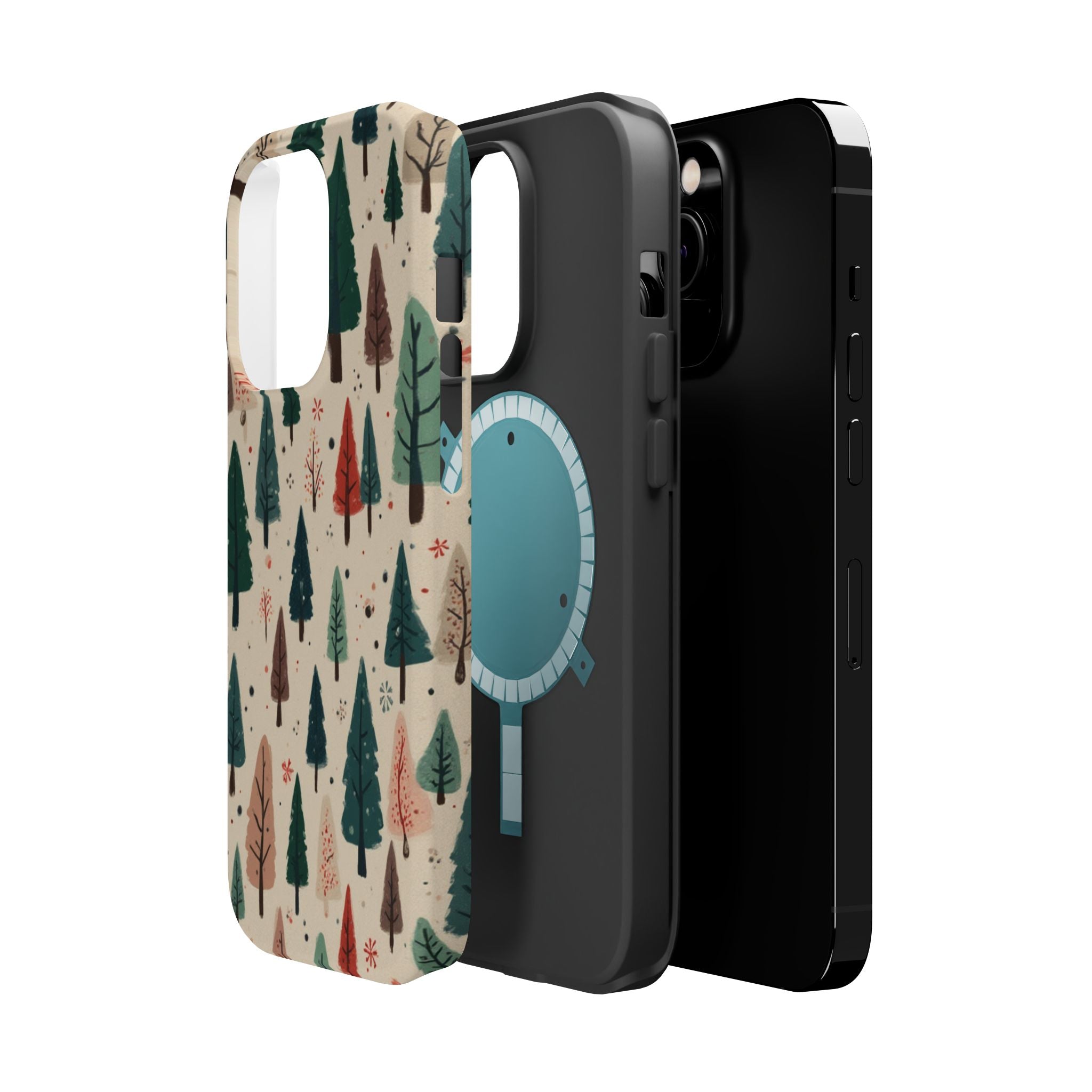 Forest Pattern Magnetic Impact-Resistant Phone Case — Winter Tree Design
