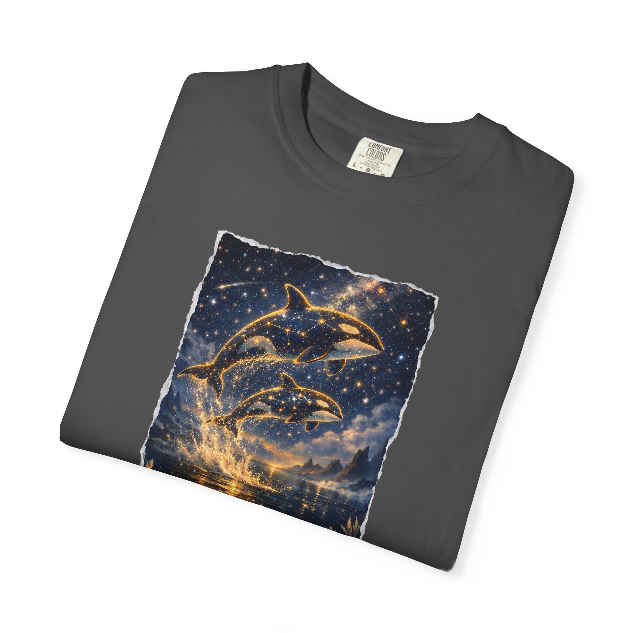 Dolphins T-Shirt — Glowing Night Sky Ocean Dolphins Tee