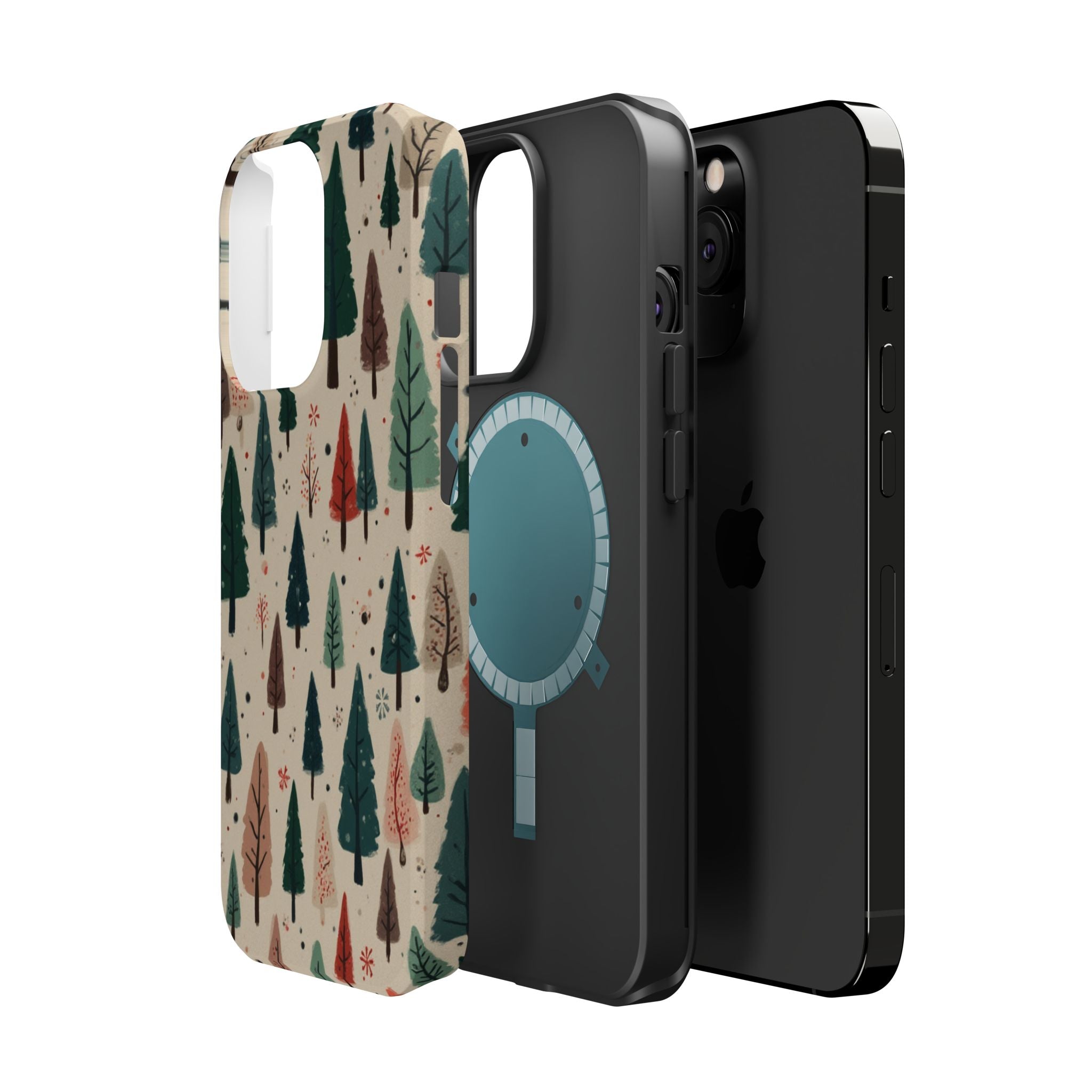 Forest Pattern Magnetic Impact-Resistant Phone Case — Winter Tree Design