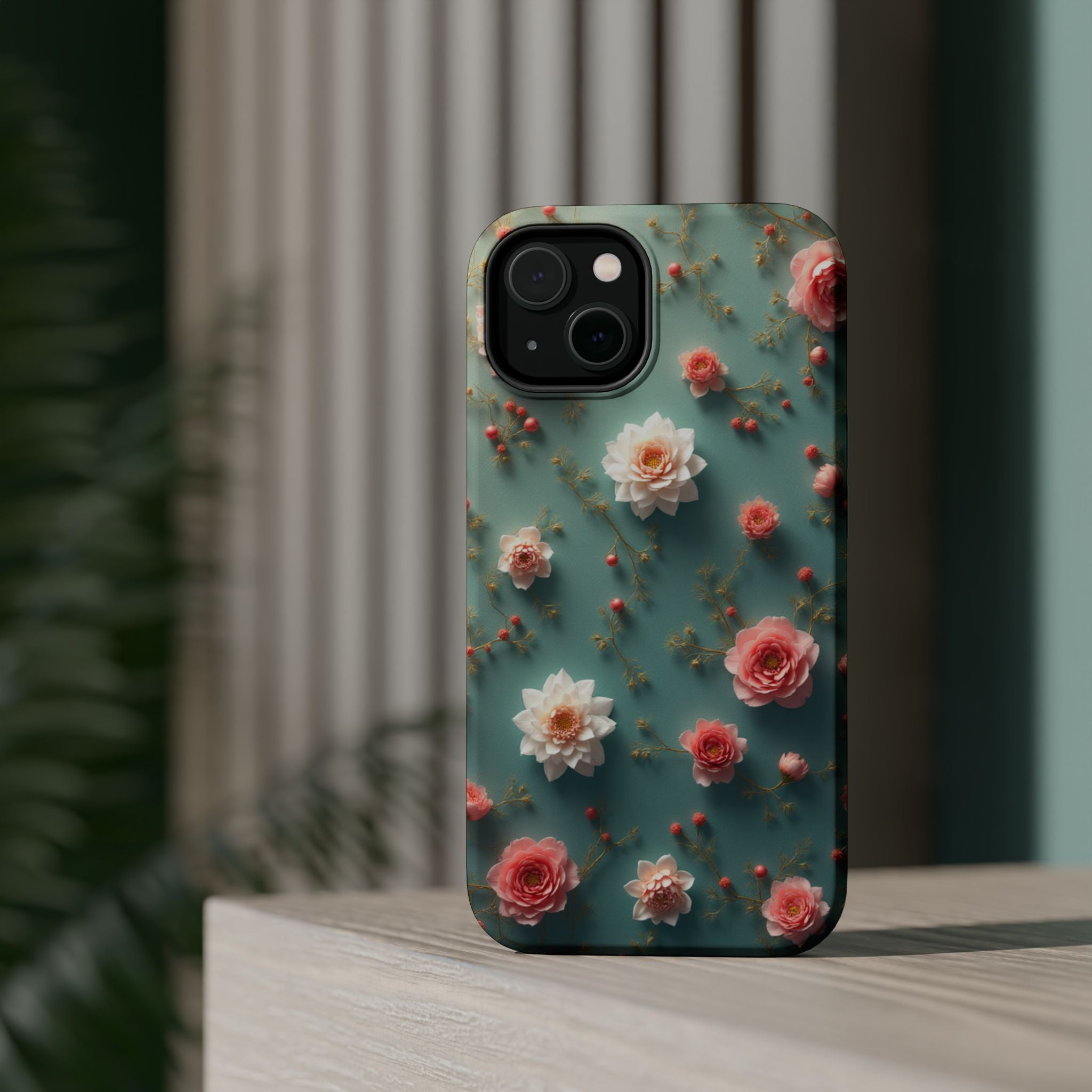 Floral Rose Pattern Magnetic Impact-Resistant Phone Case