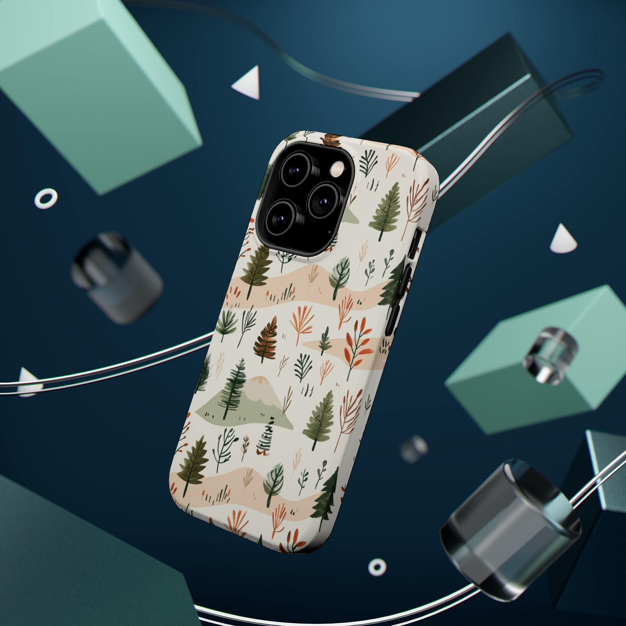 Magnetic Impact-Resistant Phone Case — Woodland Trees Pattern