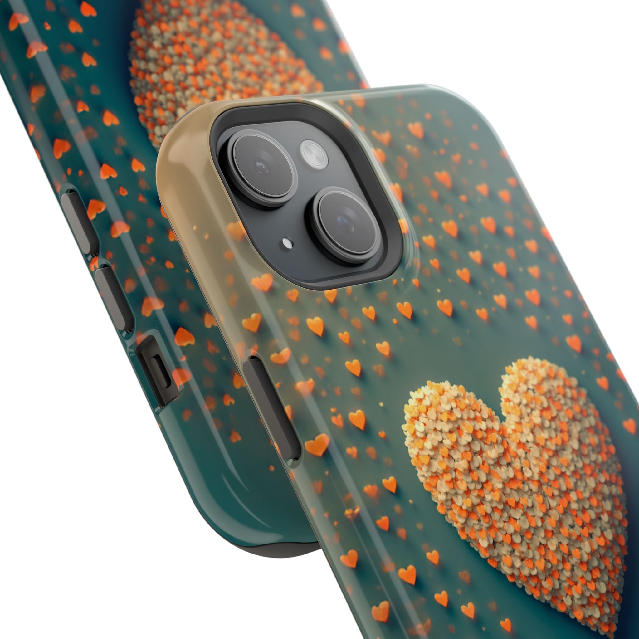 Magnetic Impact-Resistant Phone Case — Textured Heart Confetti Design