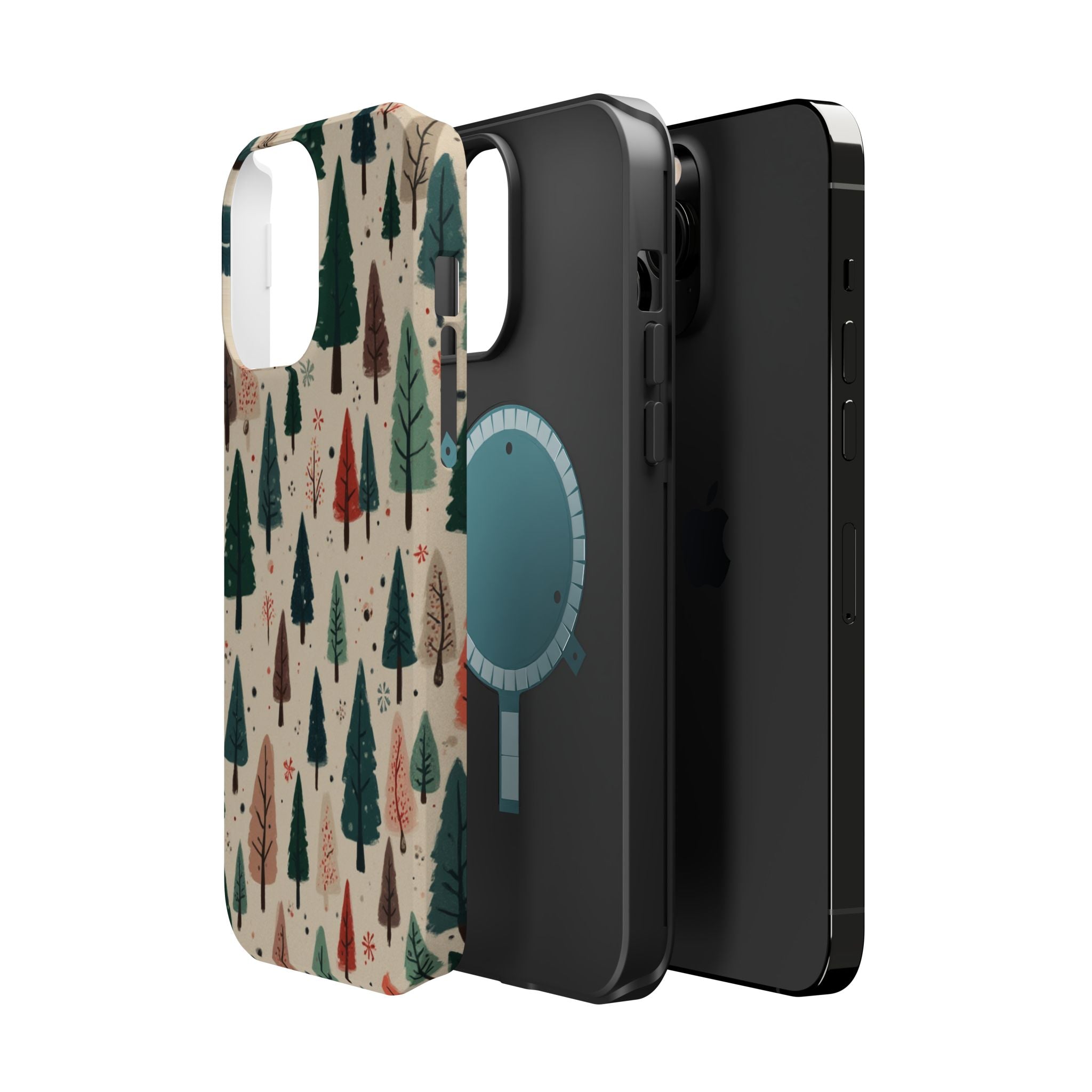 Forest Pattern Magnetic Impact-Resistant Phone Case — Winter Tree Design