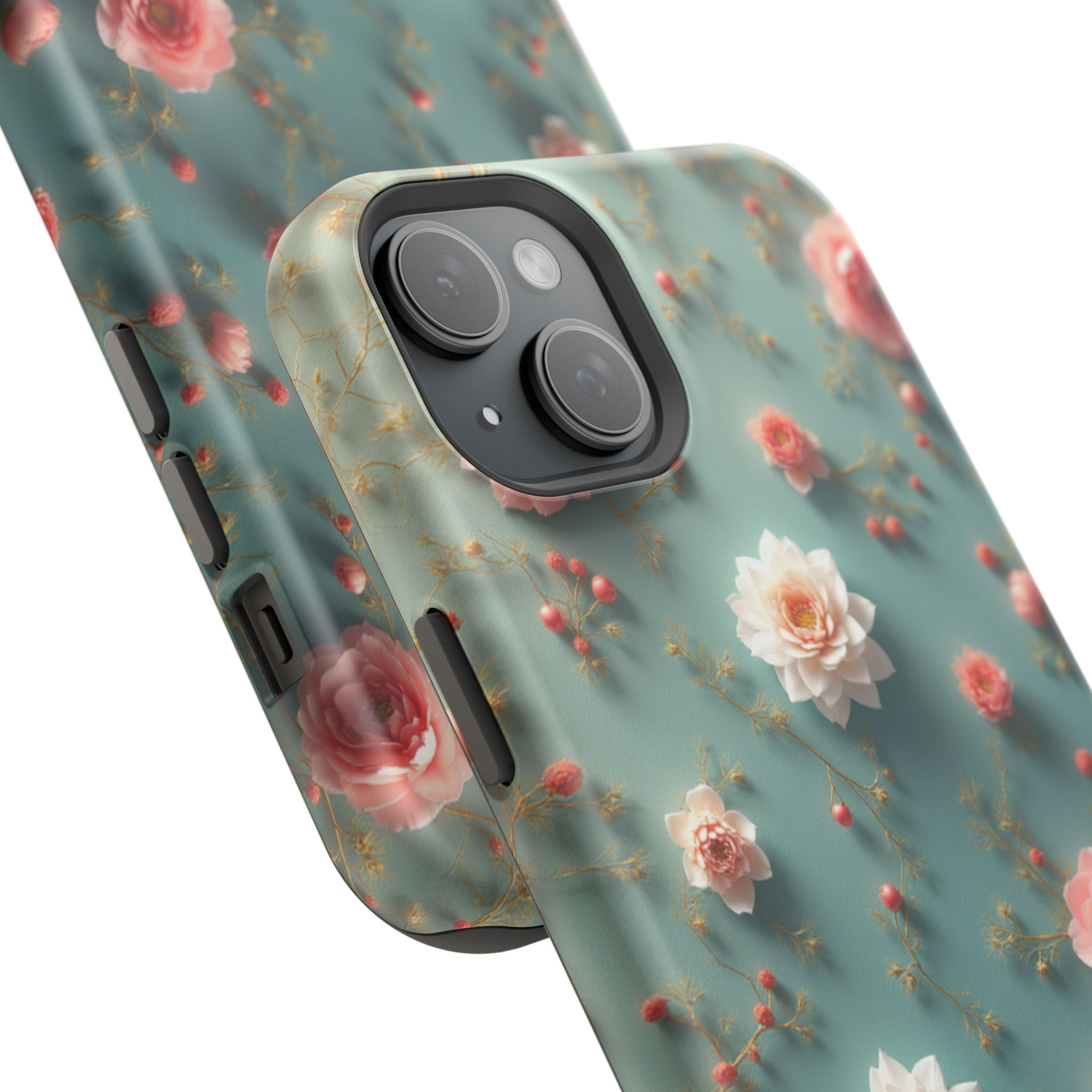 Floral Rose Pattern Magnetic Impact-Resistant Phone Case