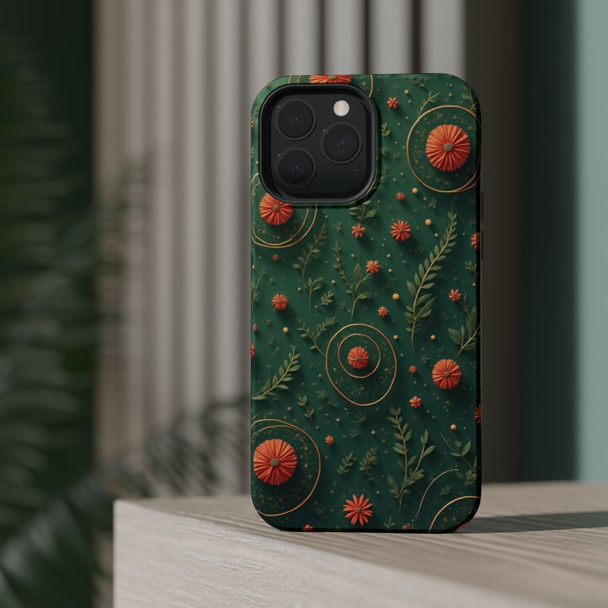 Floral Green Magnetic Impact Phone Case — Protective Botanical Design