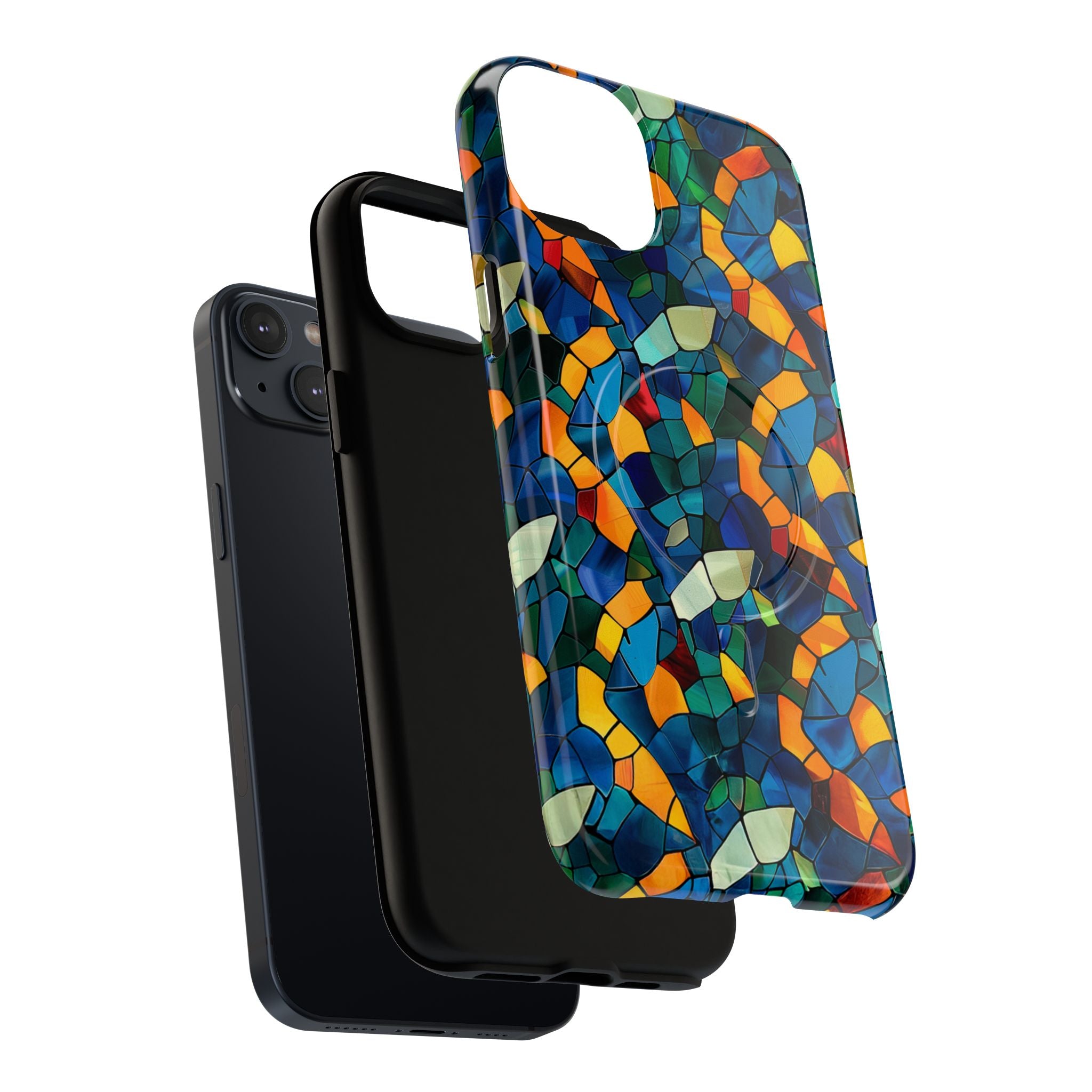 Stained Glass Mosaic Tough Magnetic Phone Case — Vibrant Abstract Protective Cover