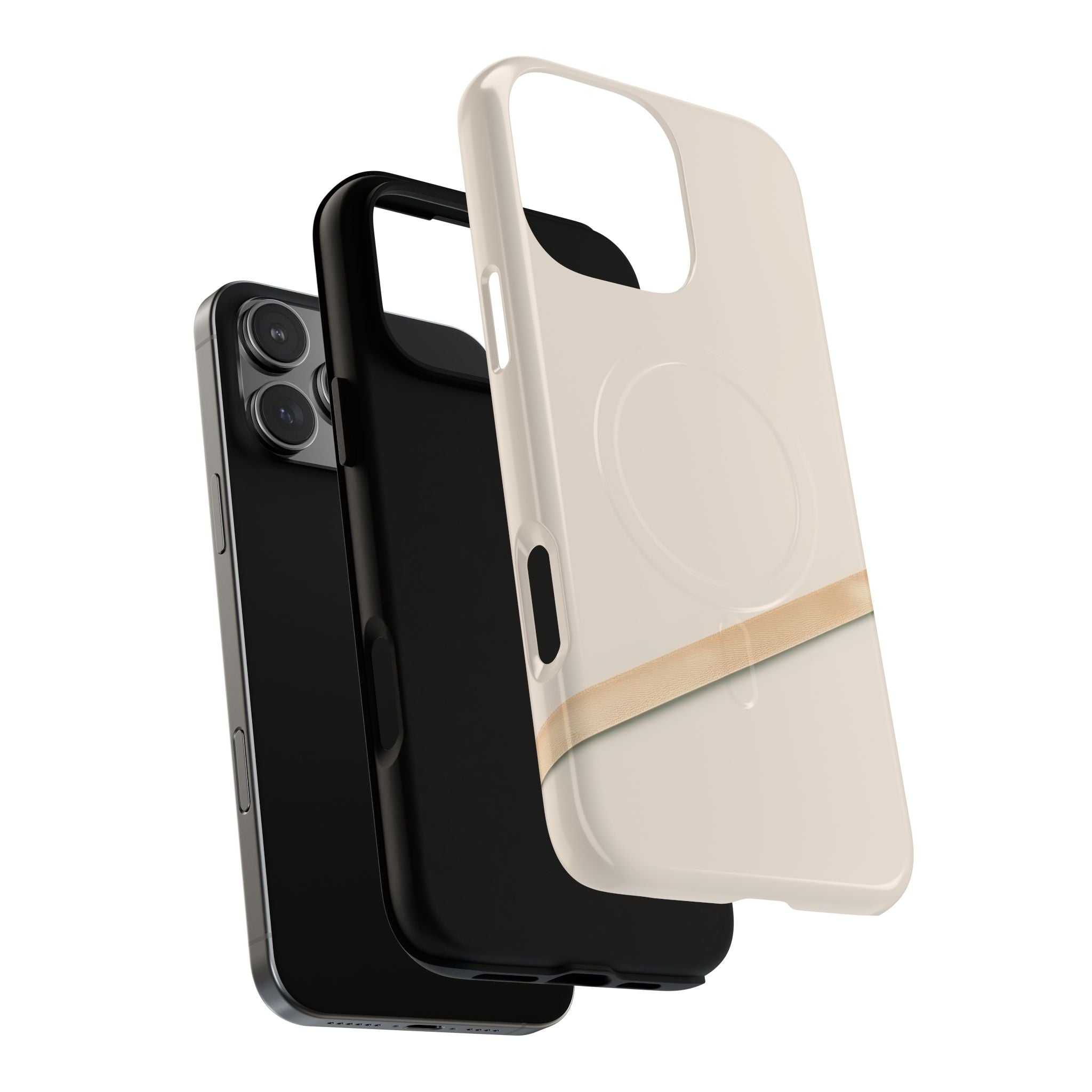 MagSafe Tough Phone Case — Sleek Sandstone with Gold Accent